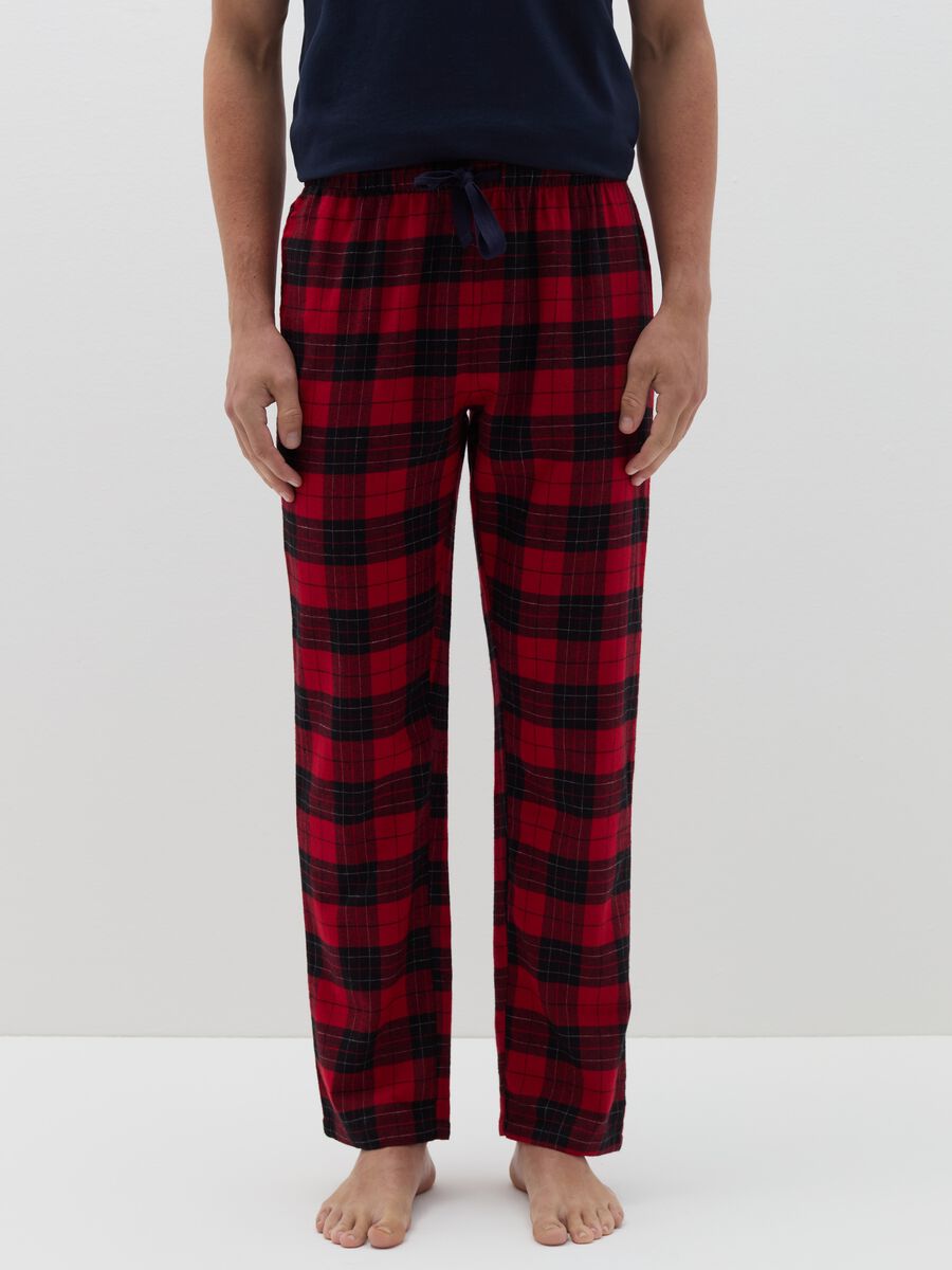 Pantalone pigiama in flanella fantasia tartan_1