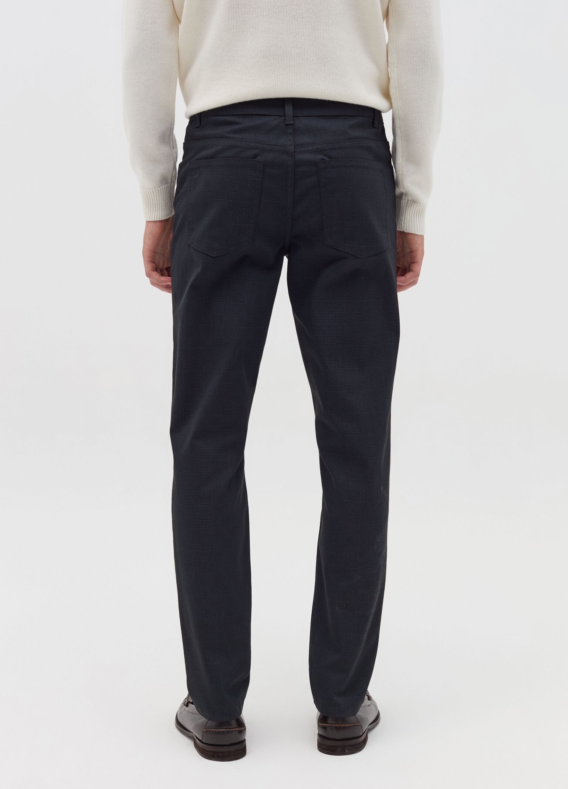 Five-pocket trousers in Prince of Wales fabric