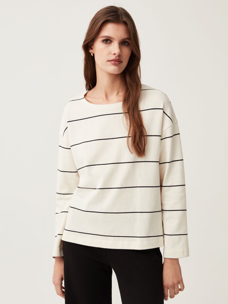 Long-sleeved T-shirt with fine stripes_0