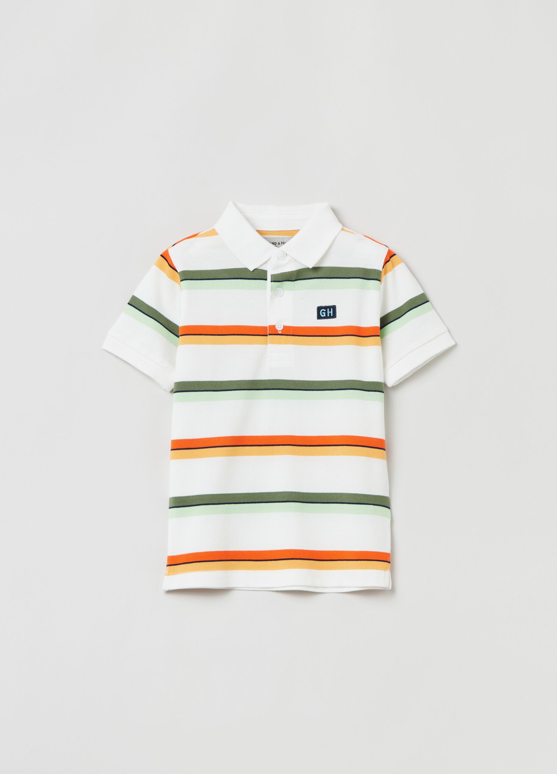 Grand&Hills striped pique polo shirt 