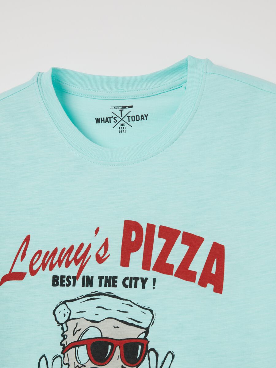 Slub jersey T-shirt with pizza print_1