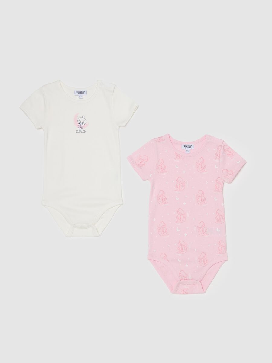Two-pack bodysuits in organic cotton with Tweetie Pie print_0
