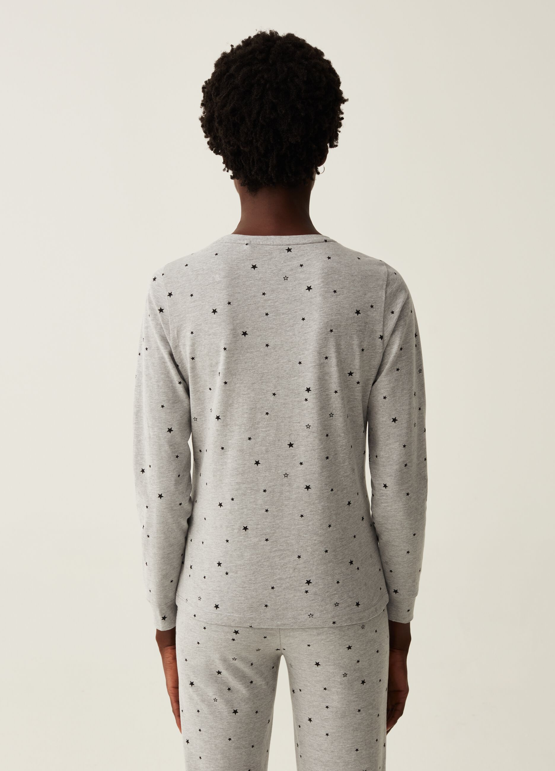 Pyjama top with small stars print