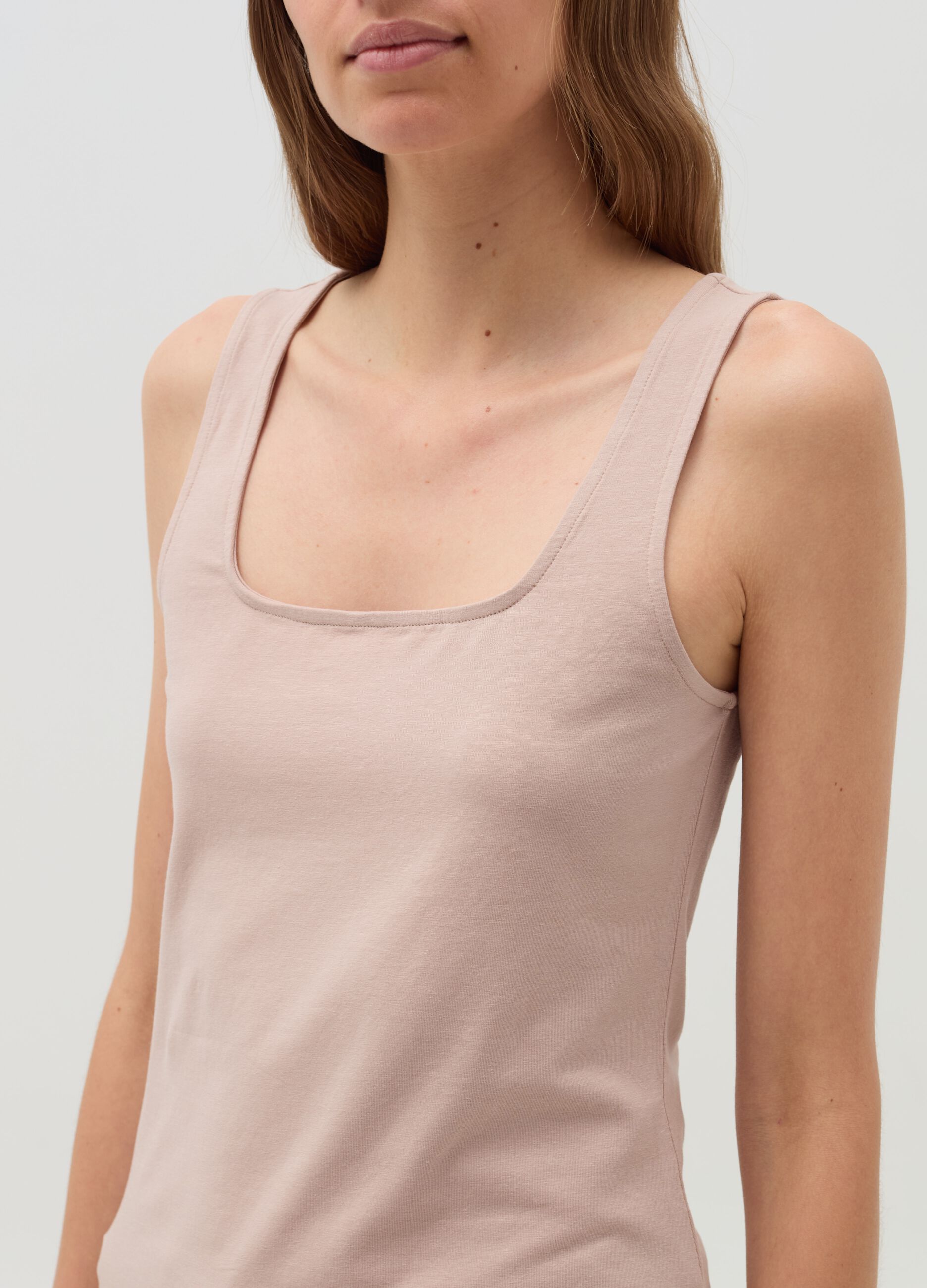 Tank top with square neck