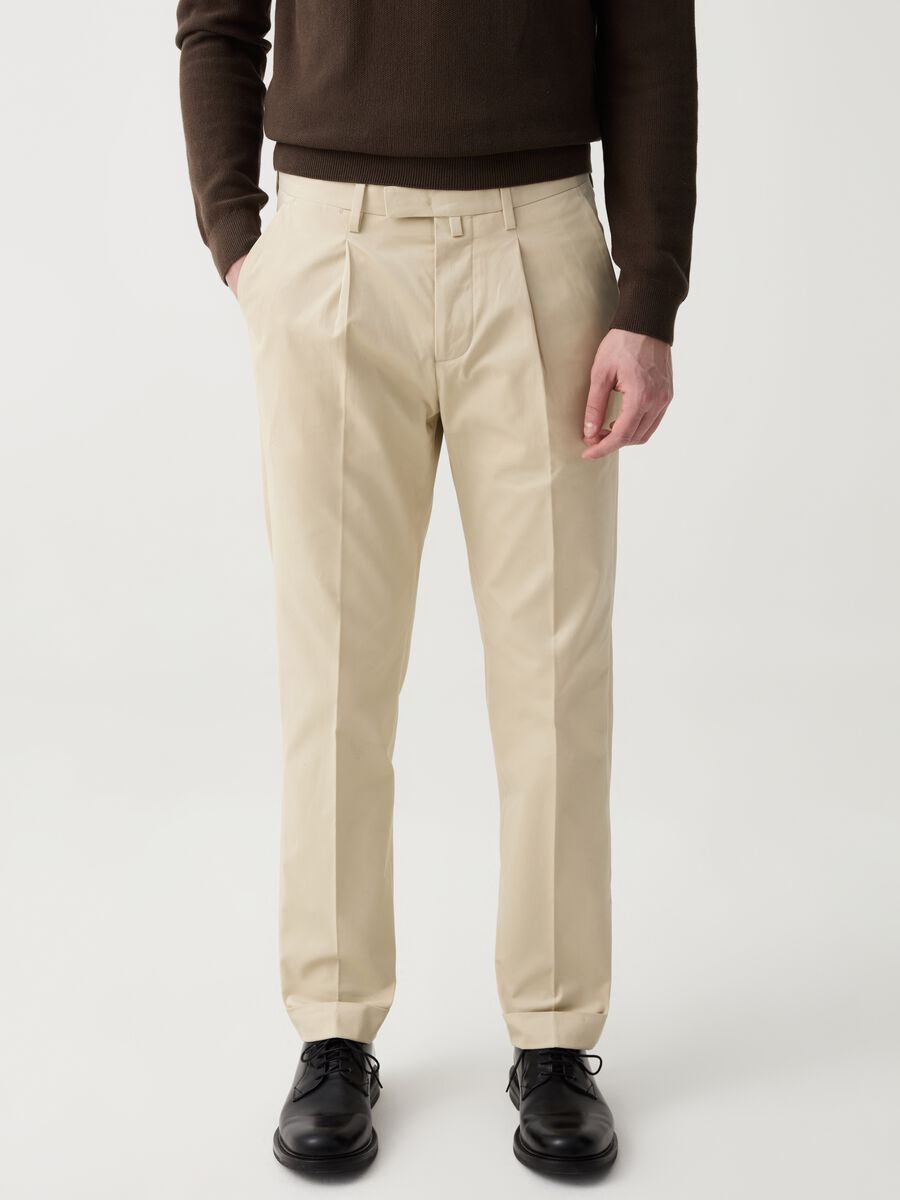 Slim Comfort B-95 Formal Khaki Solid Trouser - Seam