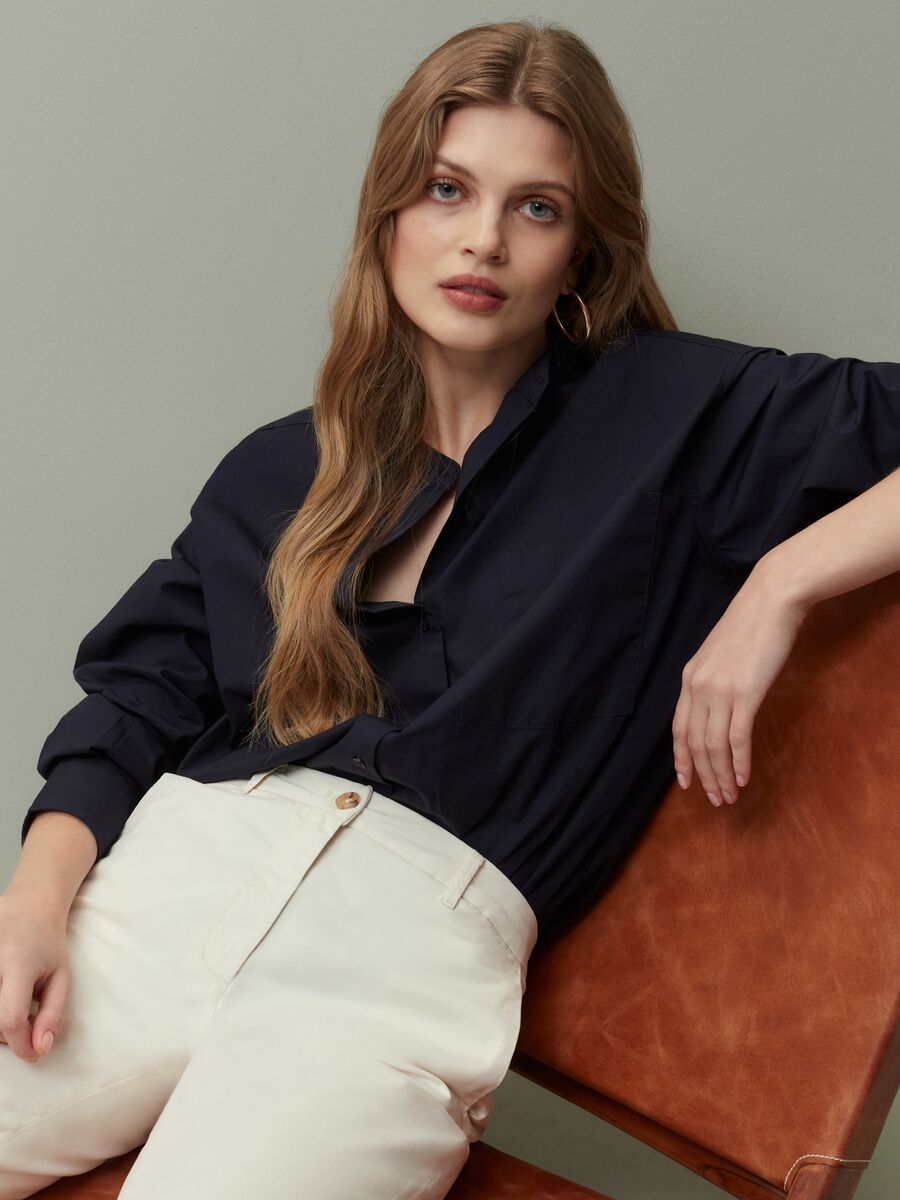 Relaxed-fit shirt with band collar_0