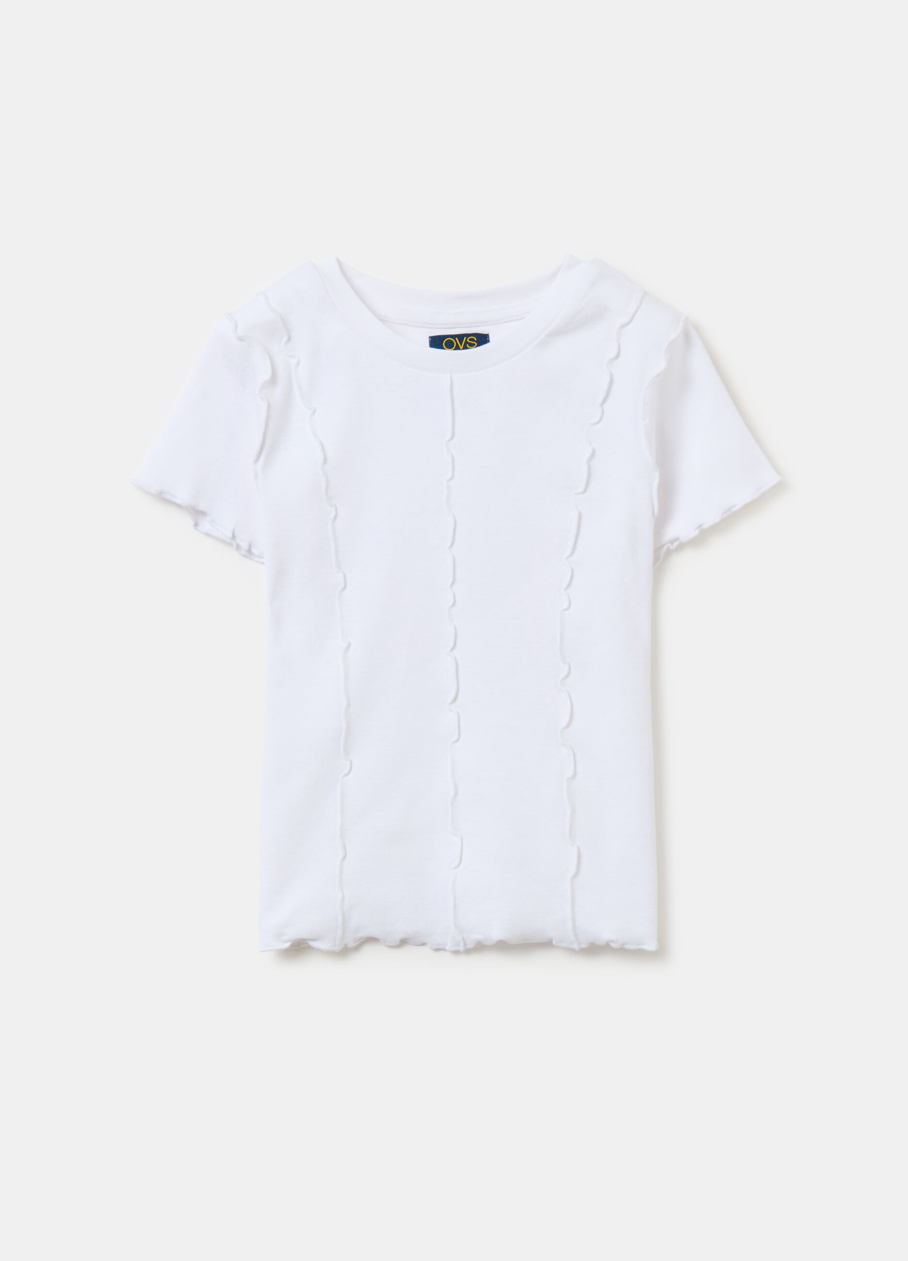 Stretch cotton T-shirt with applications