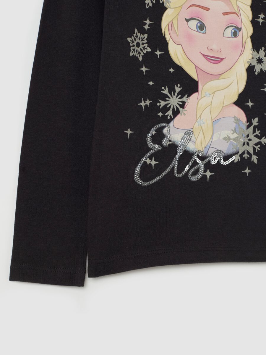 T-shirt with high neck with Elsa print and diamantés_3