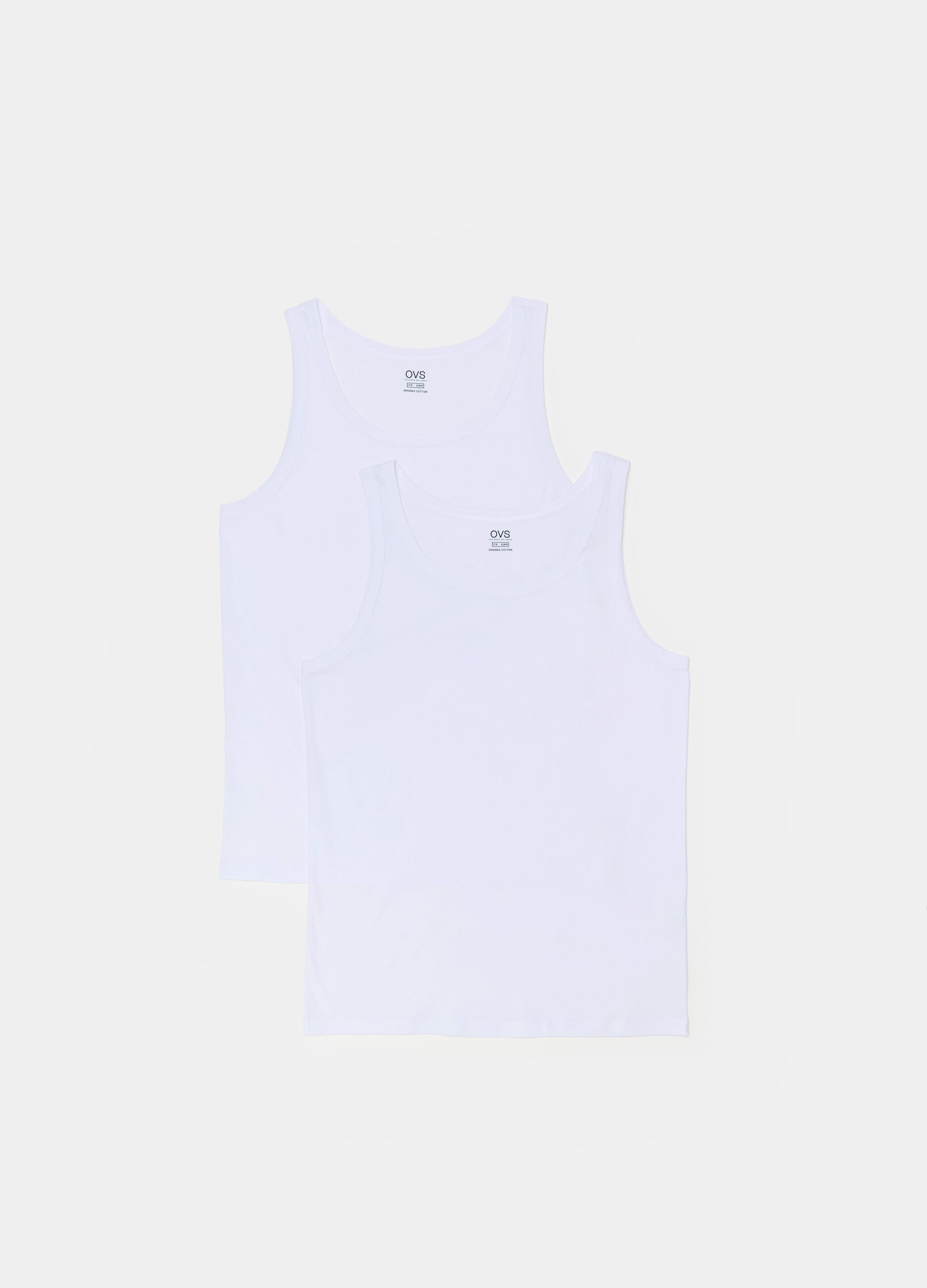 Two-pack ribbed organic cotton racerback vests