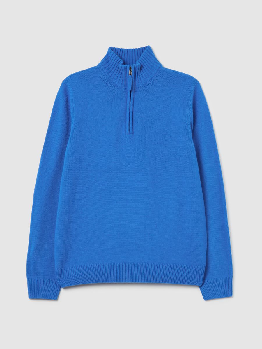 Pullover with high neck and half zip_4