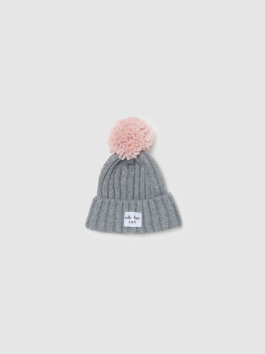 Ribbed hat with pompom_0