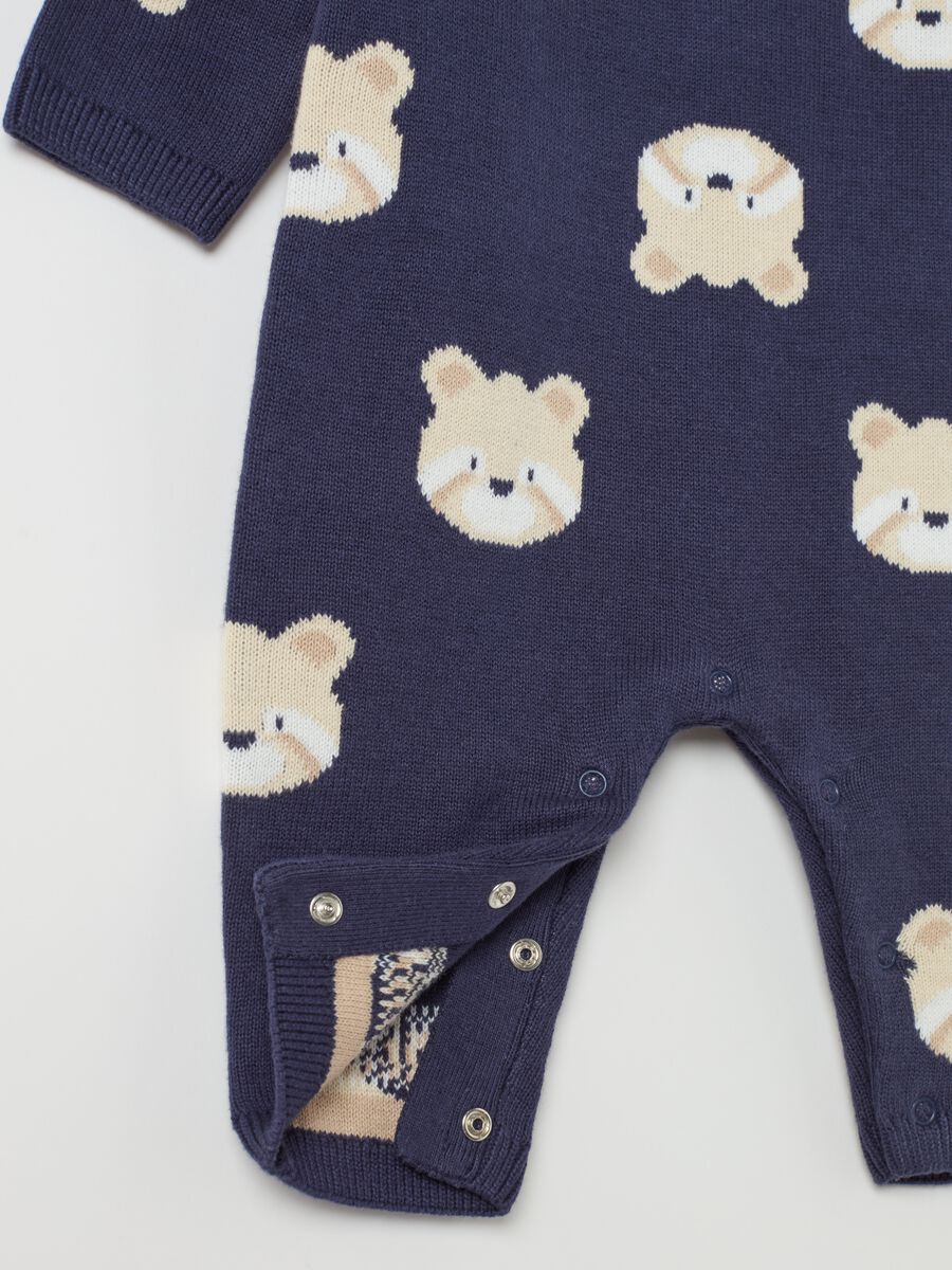 Organic cotton onesie with jacquard teddy bears_2