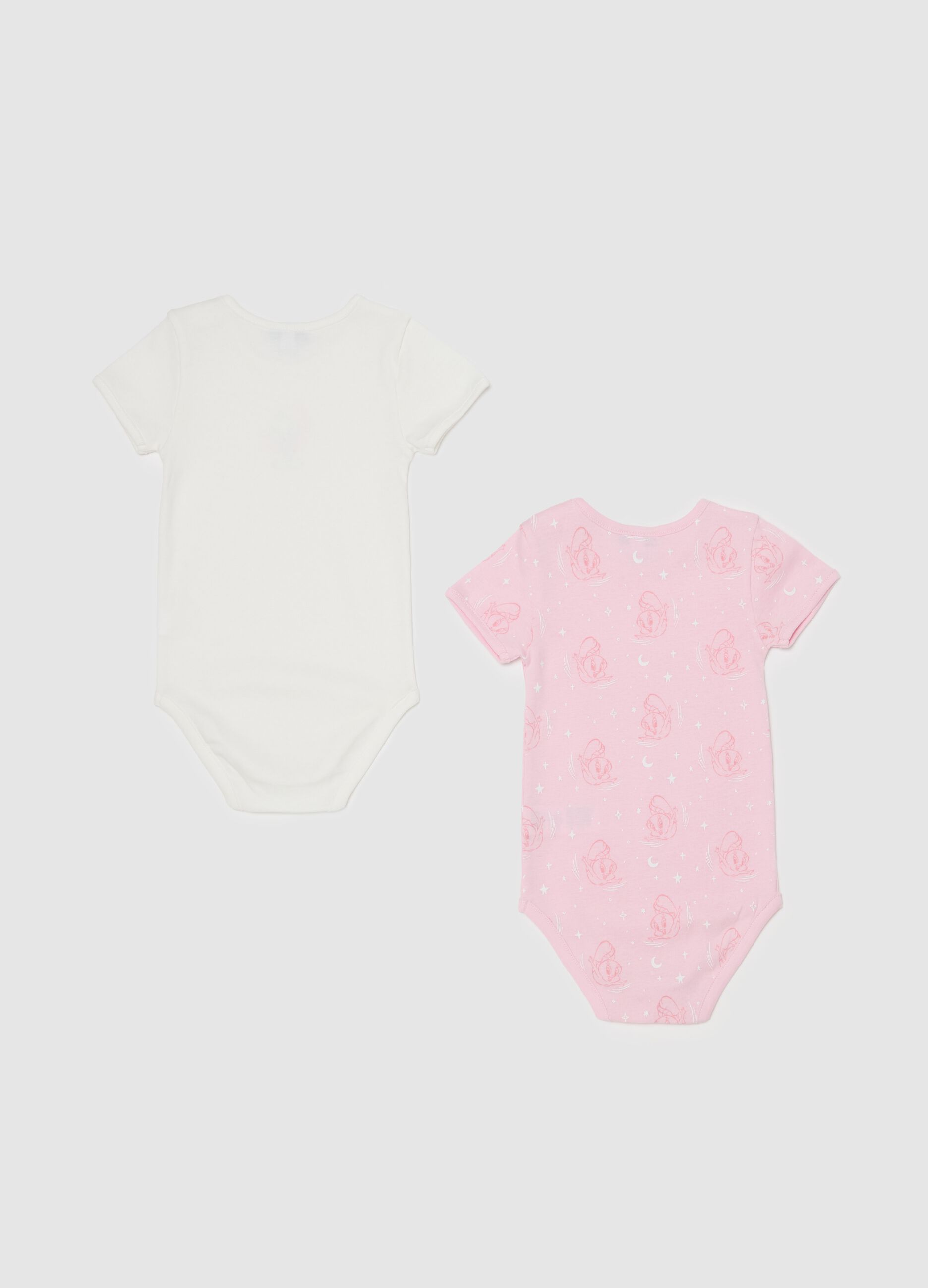 Two-pack bodysuits in organic cotton with Tweetie Pie print