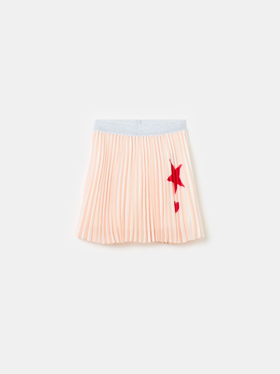 Pleated skirt with heart and star print_0
