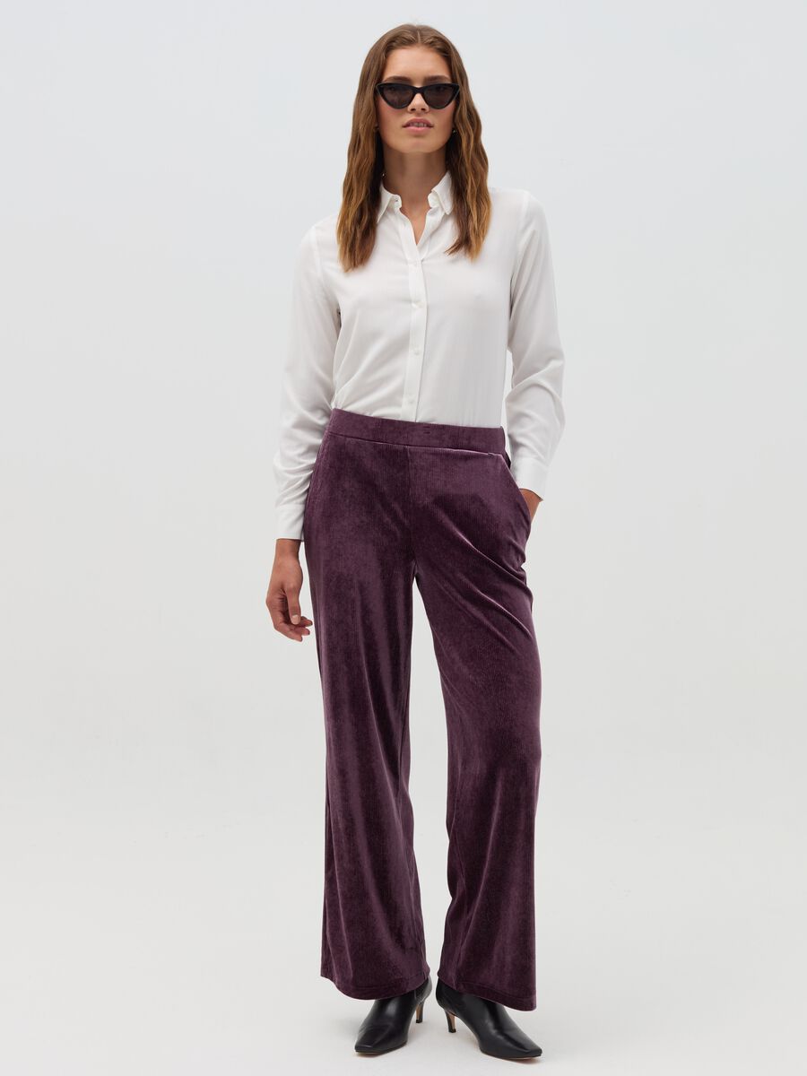 Palazzo trousers in corduroy with pockets_0