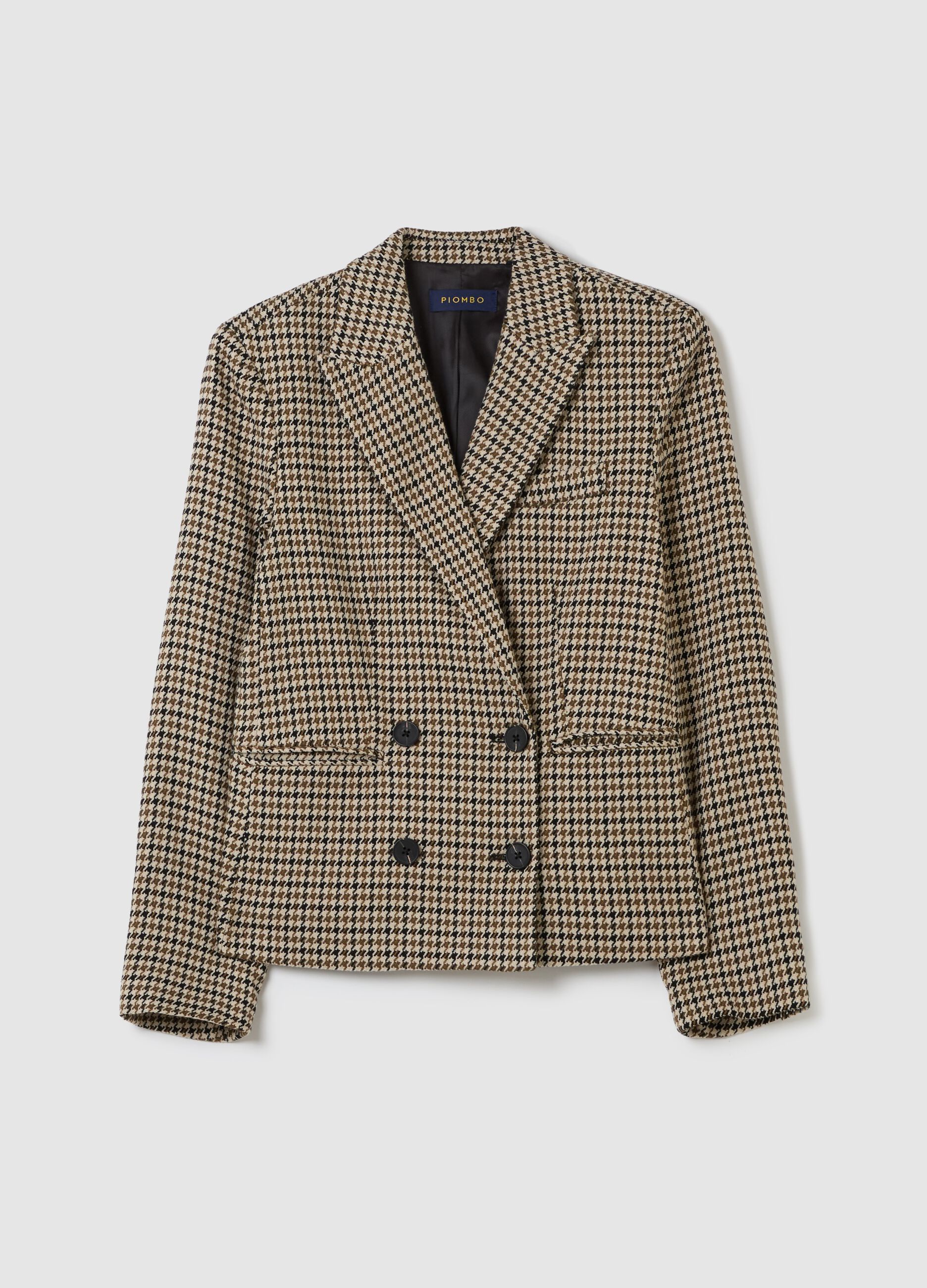 Double-breasted houndstooth blazer