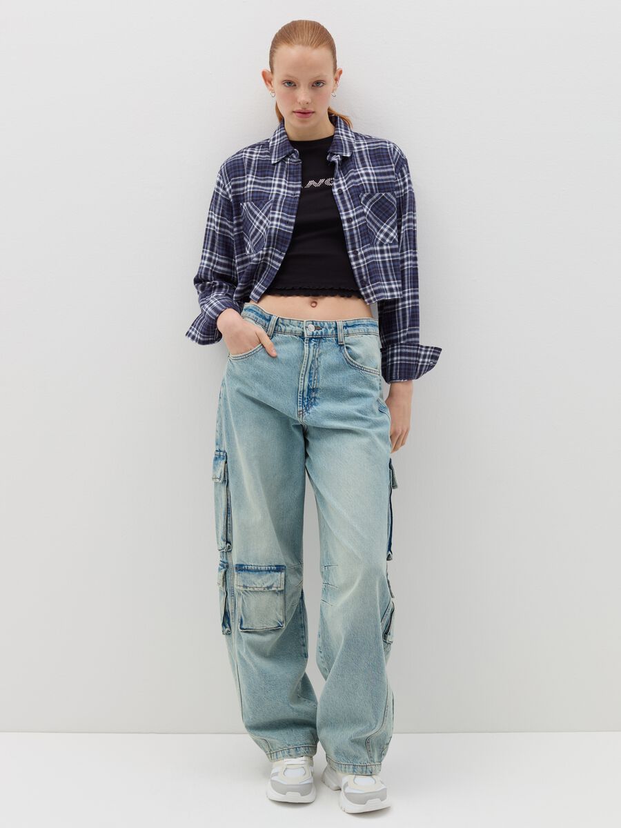 Crop shirt in check flannel_0