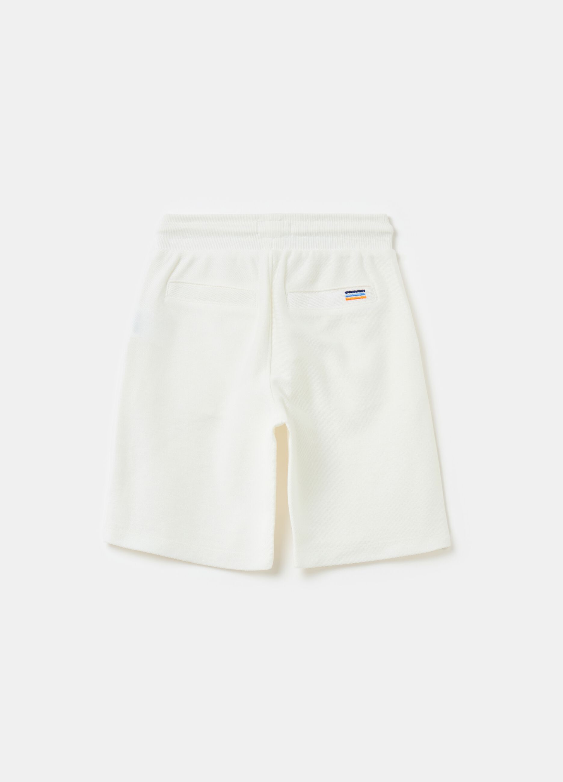 Cotton Bermuda shorts with striped weave