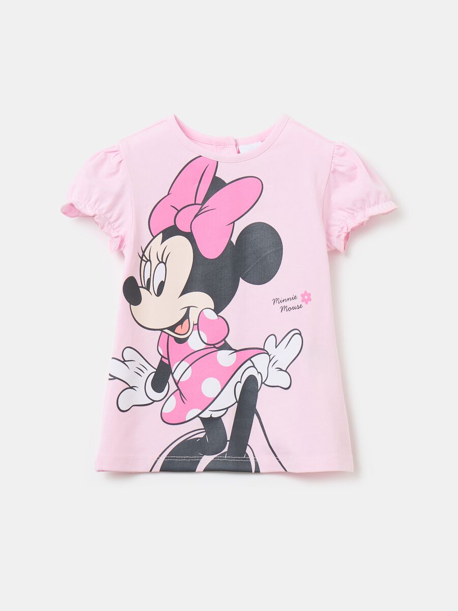 Stretch cotton T-shirt with Minnie Mouse print_0