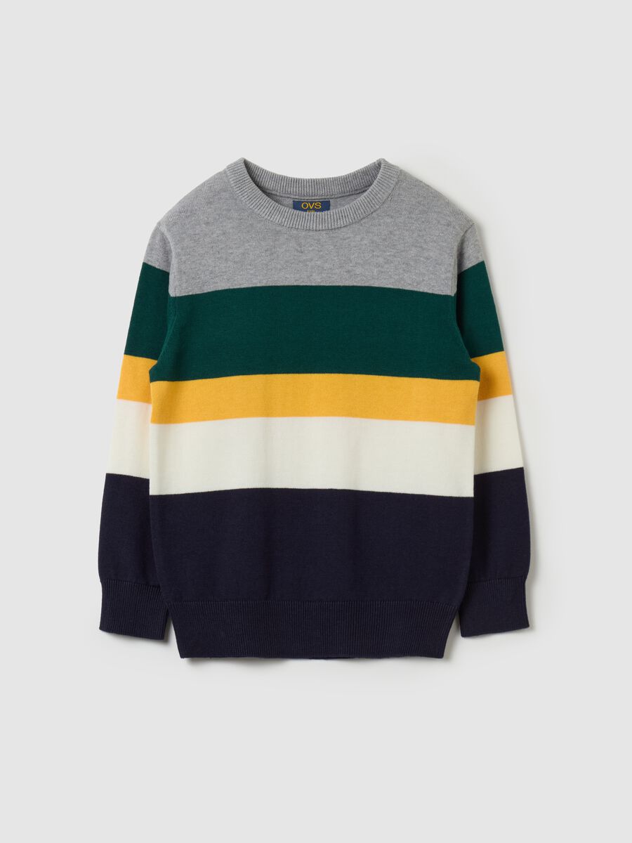 Striped patterned cotton pullover_0