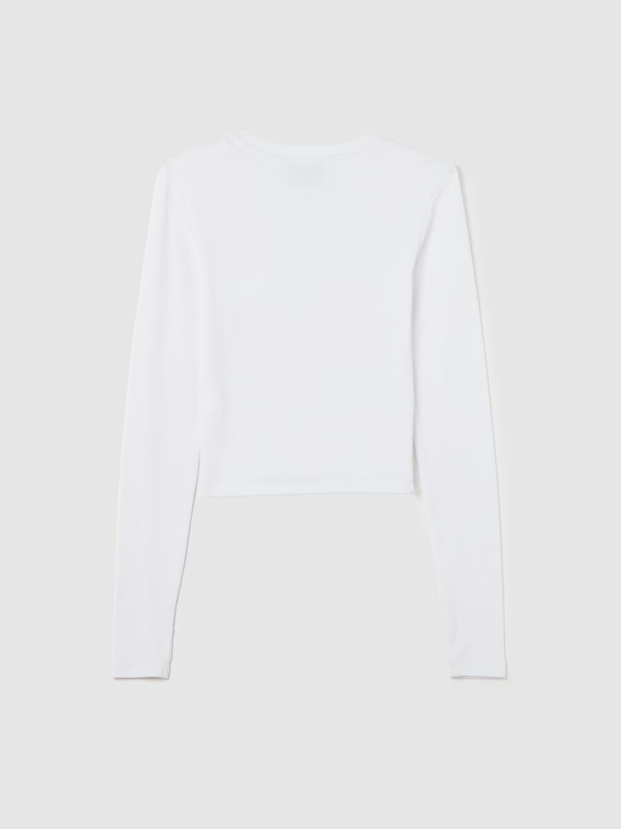 Crop Long-sleeved T-shirt White_6