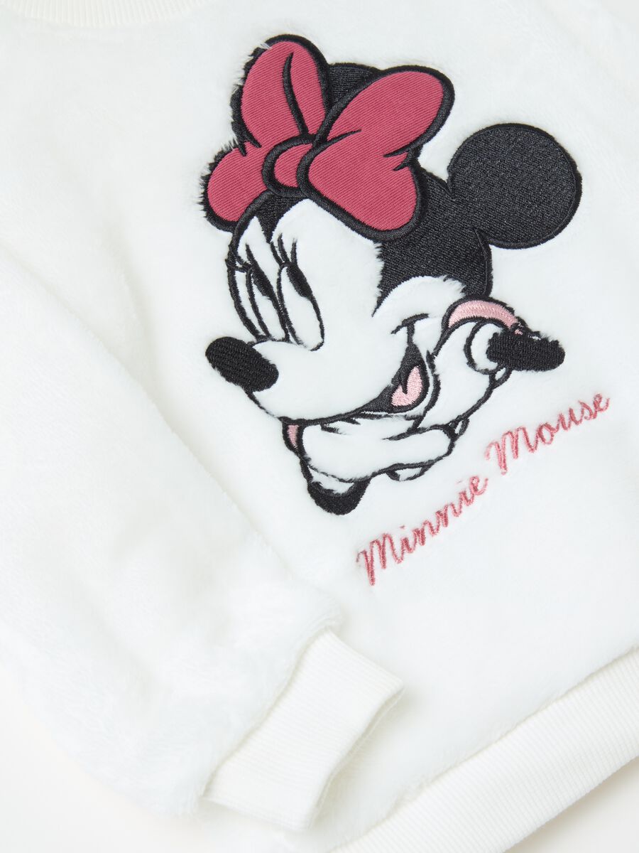 Faux fur sweatshirt with Minnie Mouse embroidery_2