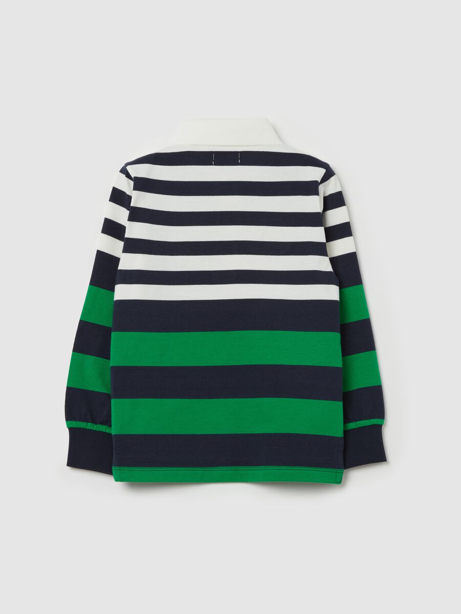 Polo shirt with long striped sleeves and bouclé patch_1