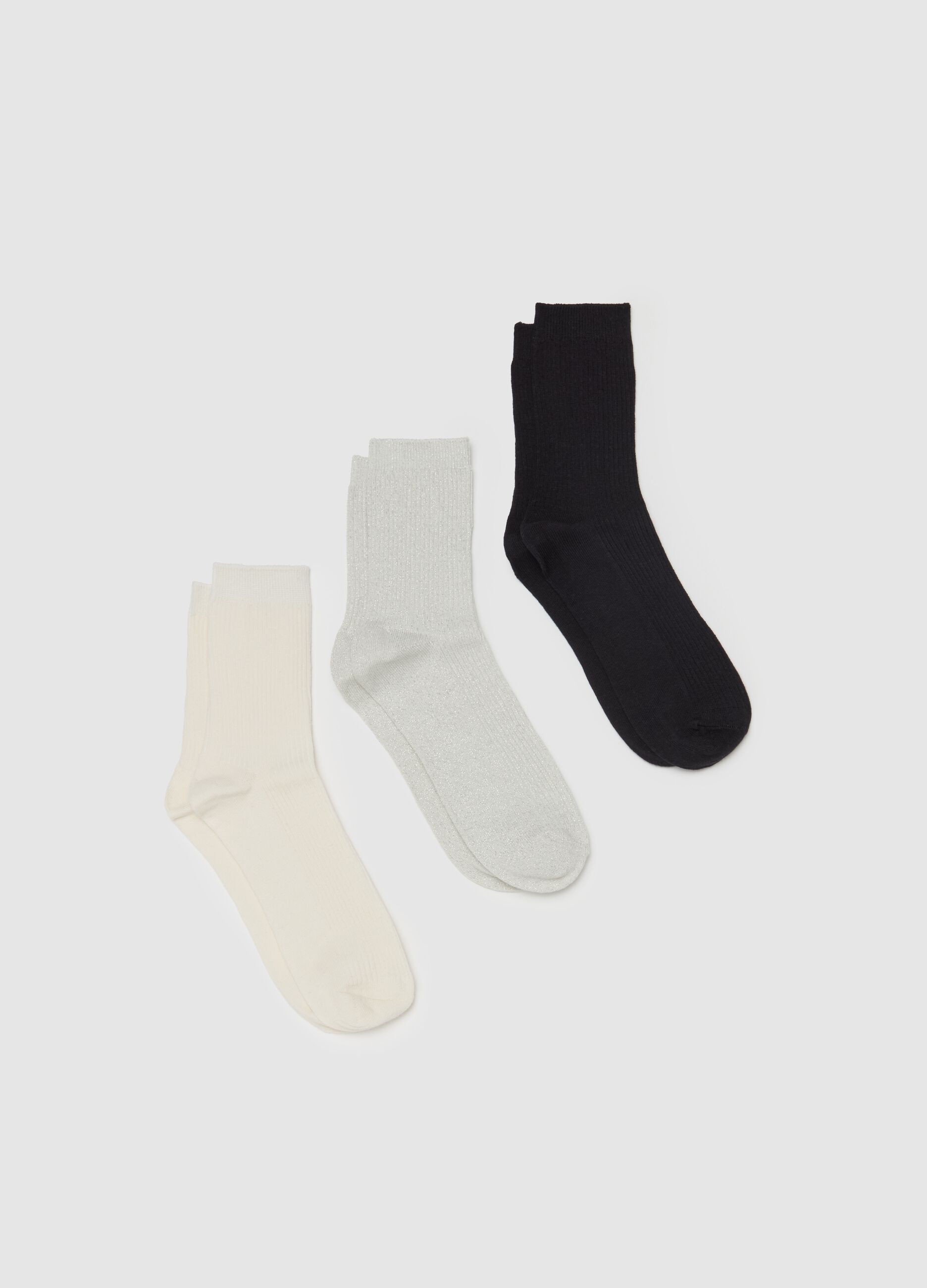 Three-pair pack stretch socks with lurex