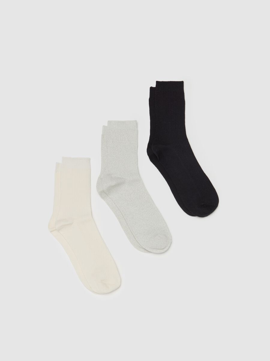 Three-pair pack stretch socks with lurex_0