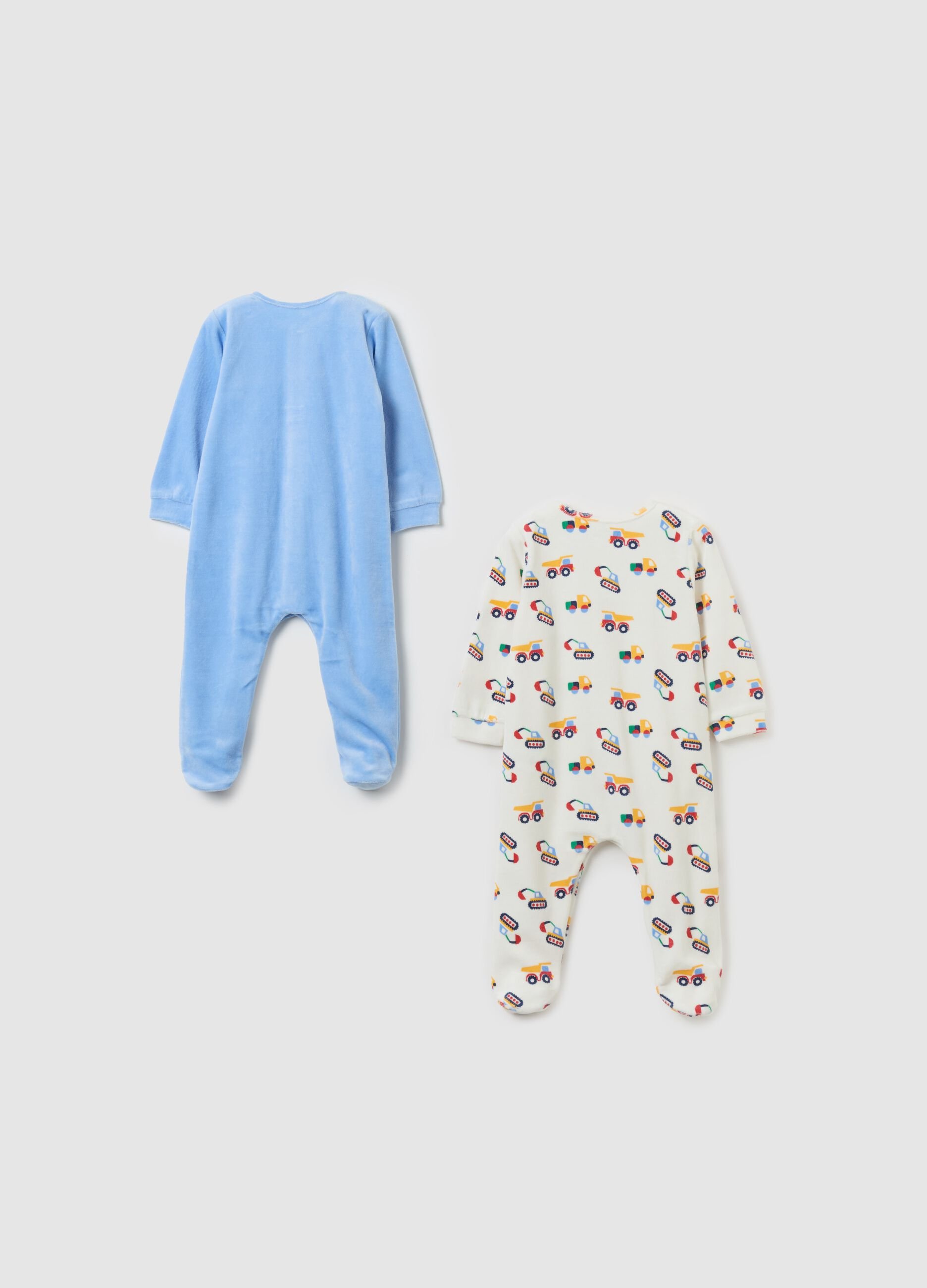 Two-pack velour onesies with feet