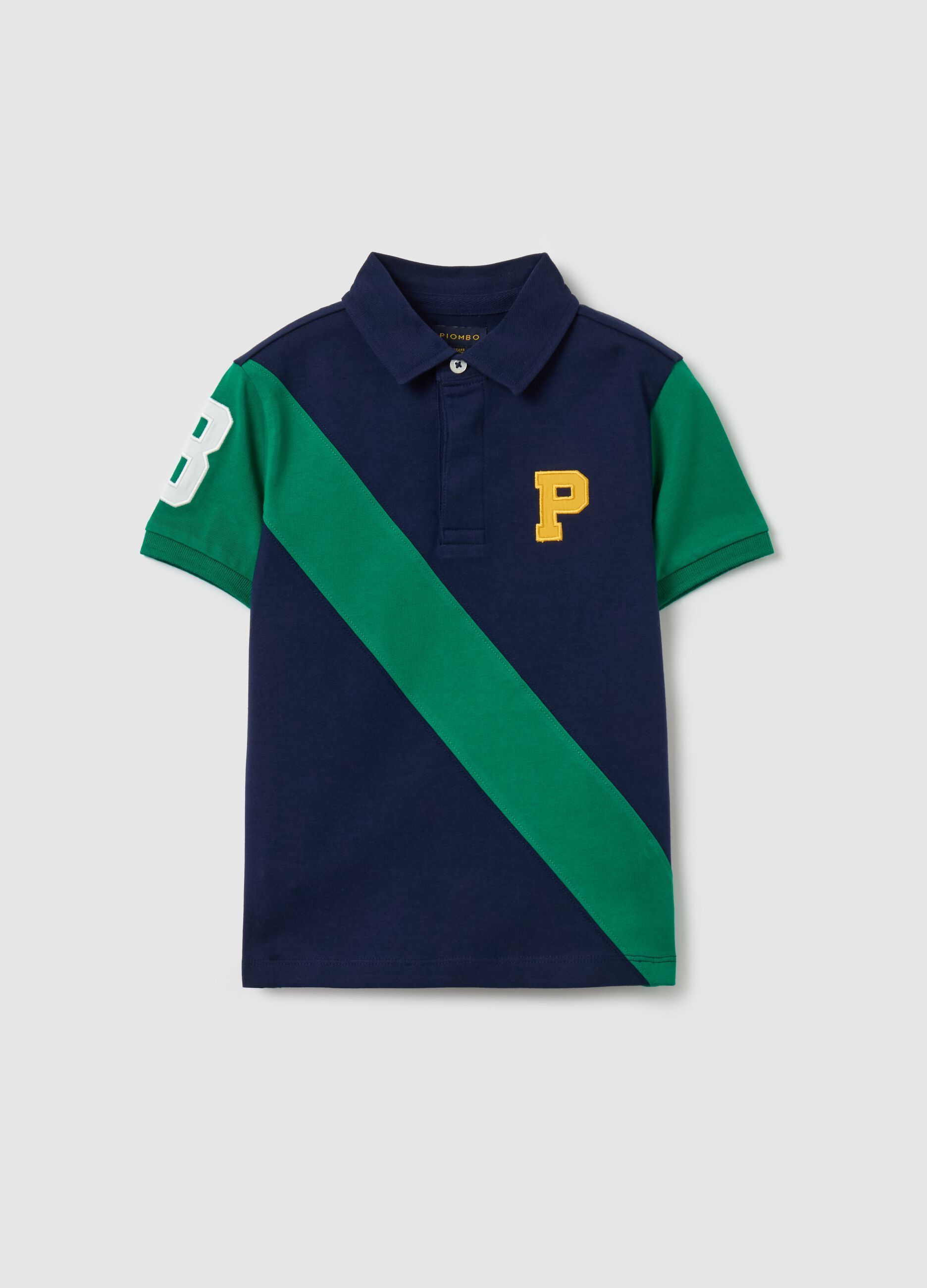 Two-tone cotton polo shirt