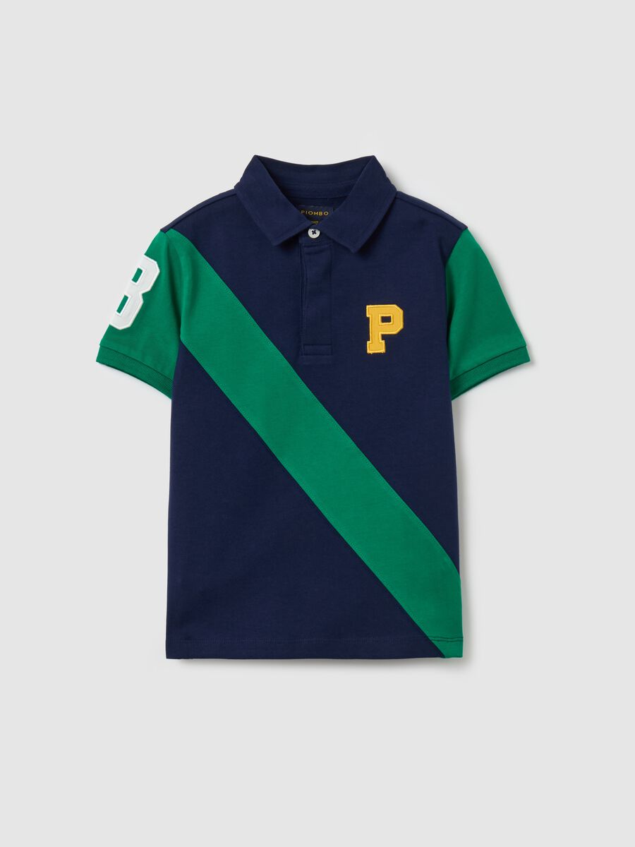 Two-tone cotton polo shirt_0