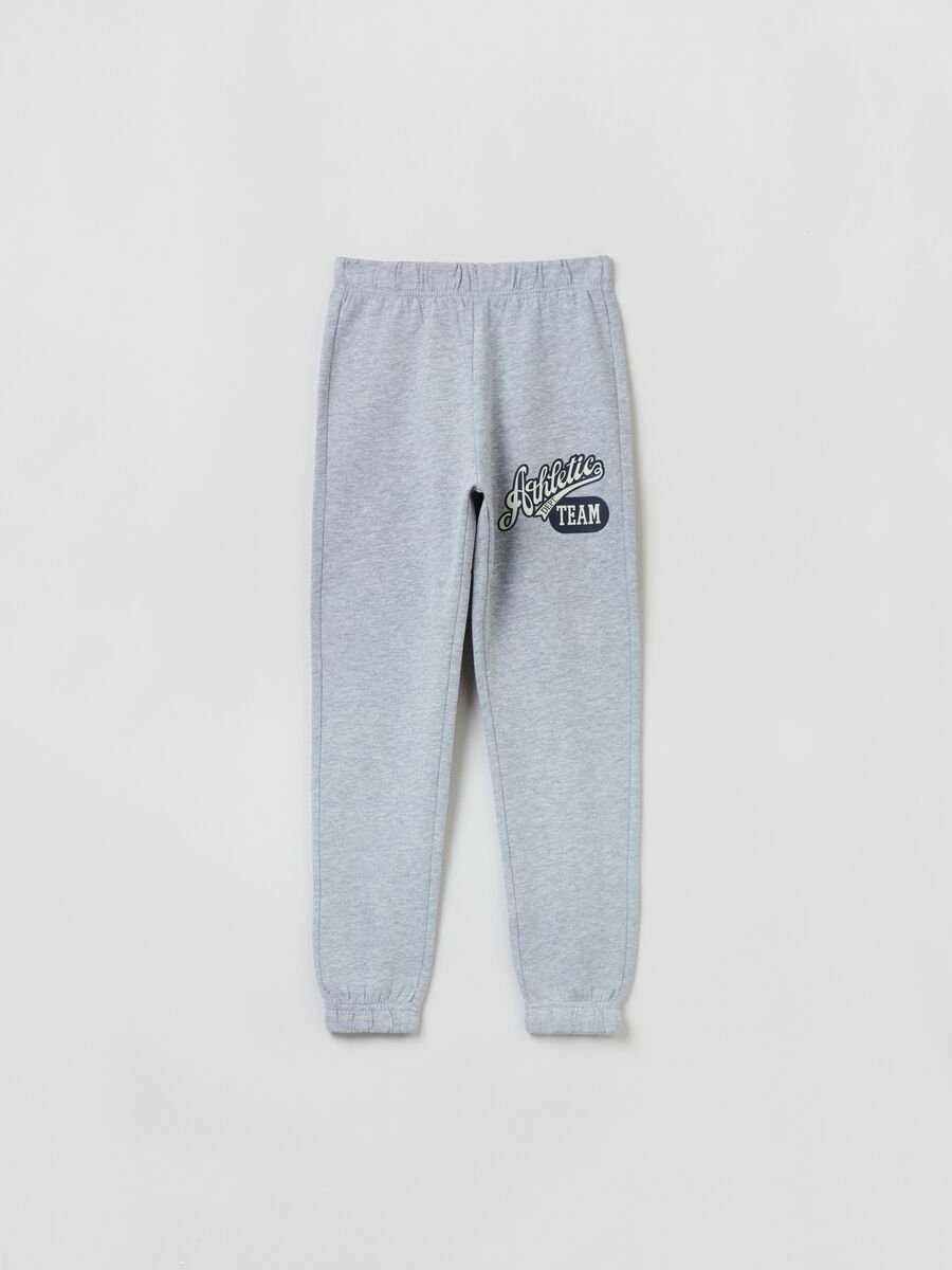 Fleece joggers with lettering print_0