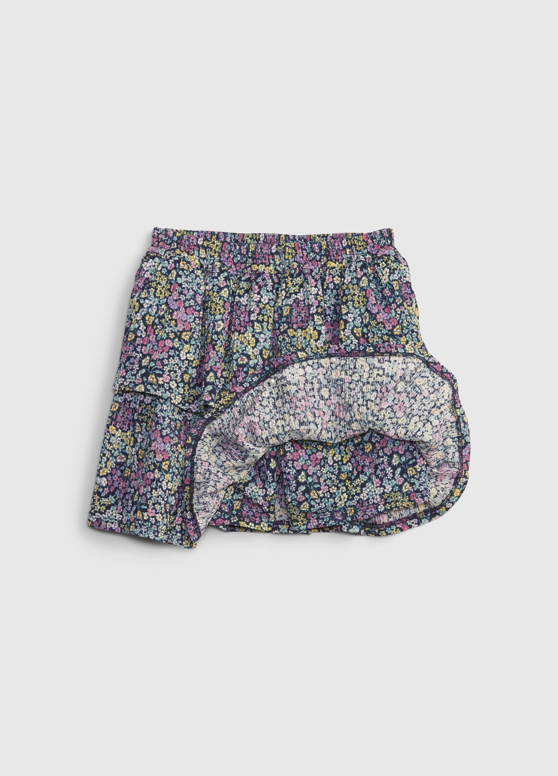 Tiered miniskirt with small flowers print
