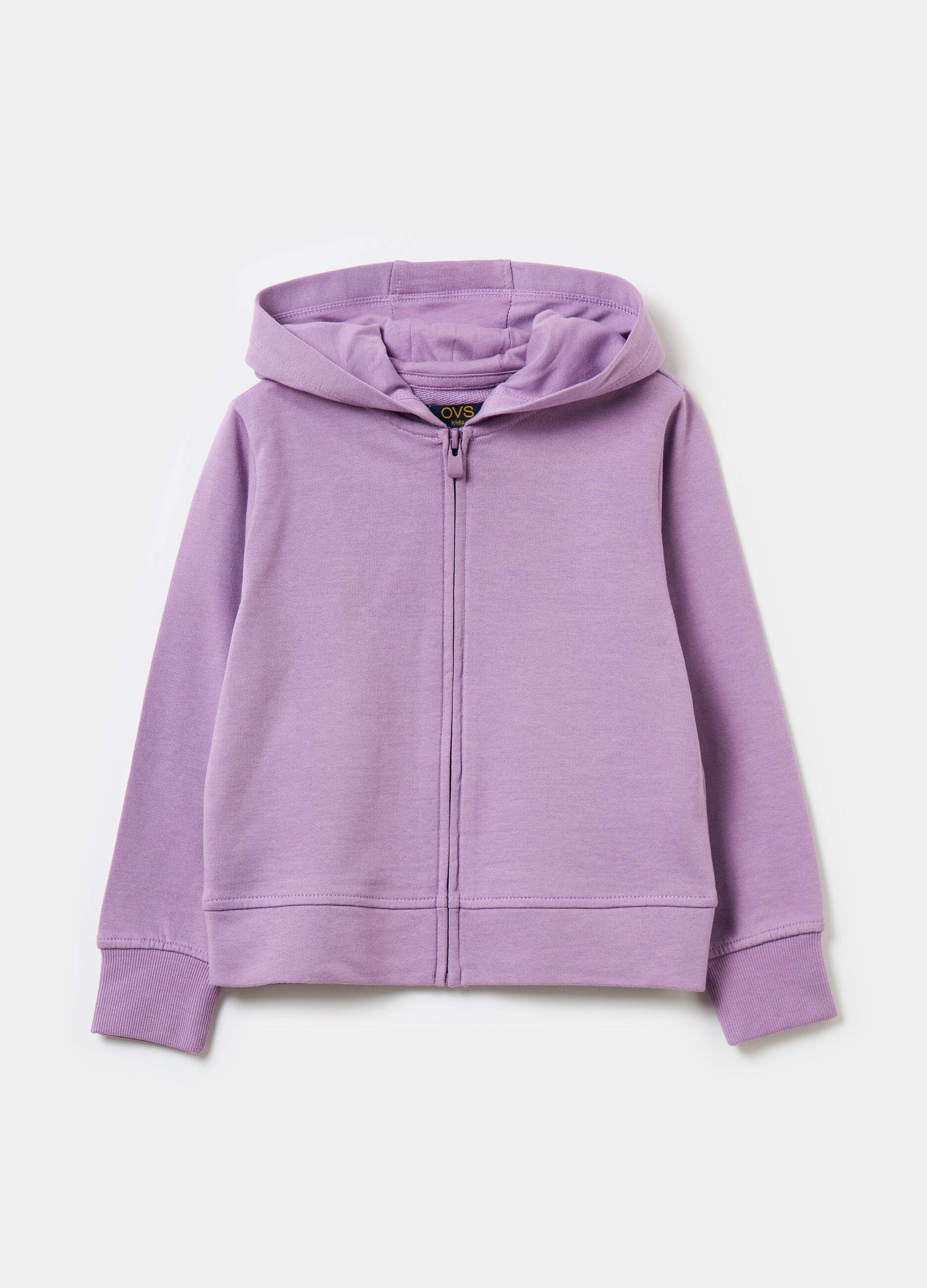 Full-zip sweatshirt in solid colour French terry