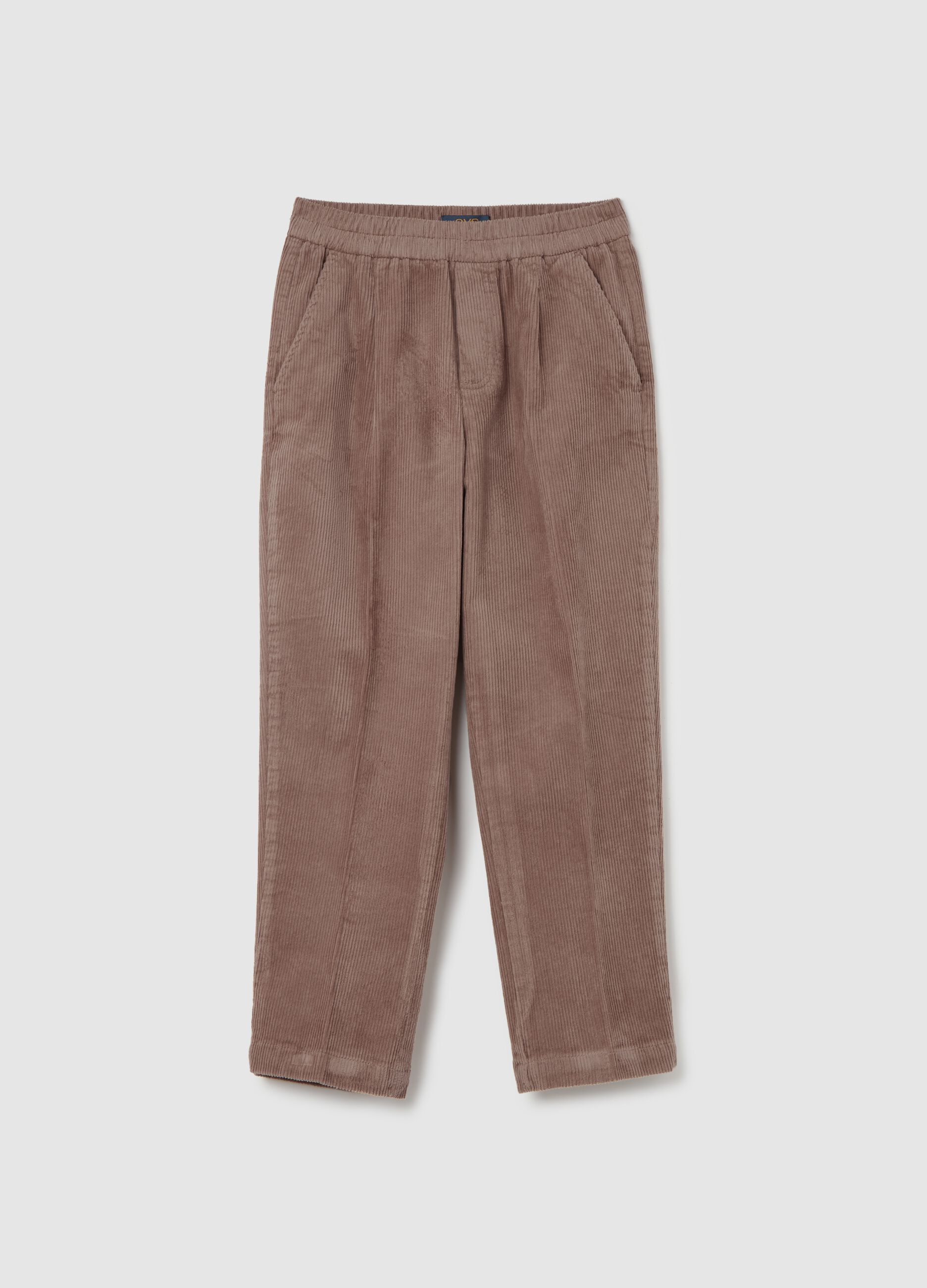 Pantalone carrot fit in corduroy con pinces