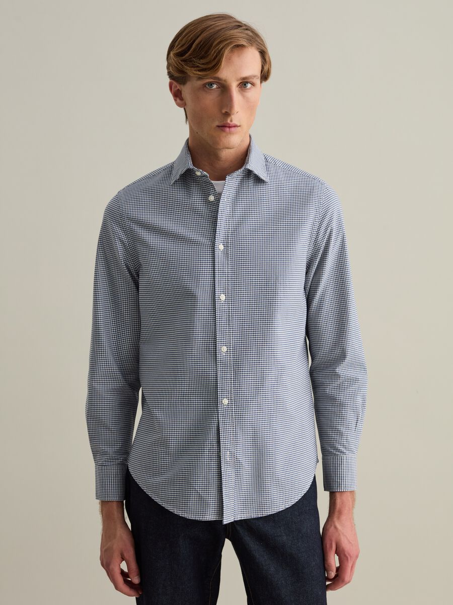 Oxford cotton shirt with micro-check pattern_3