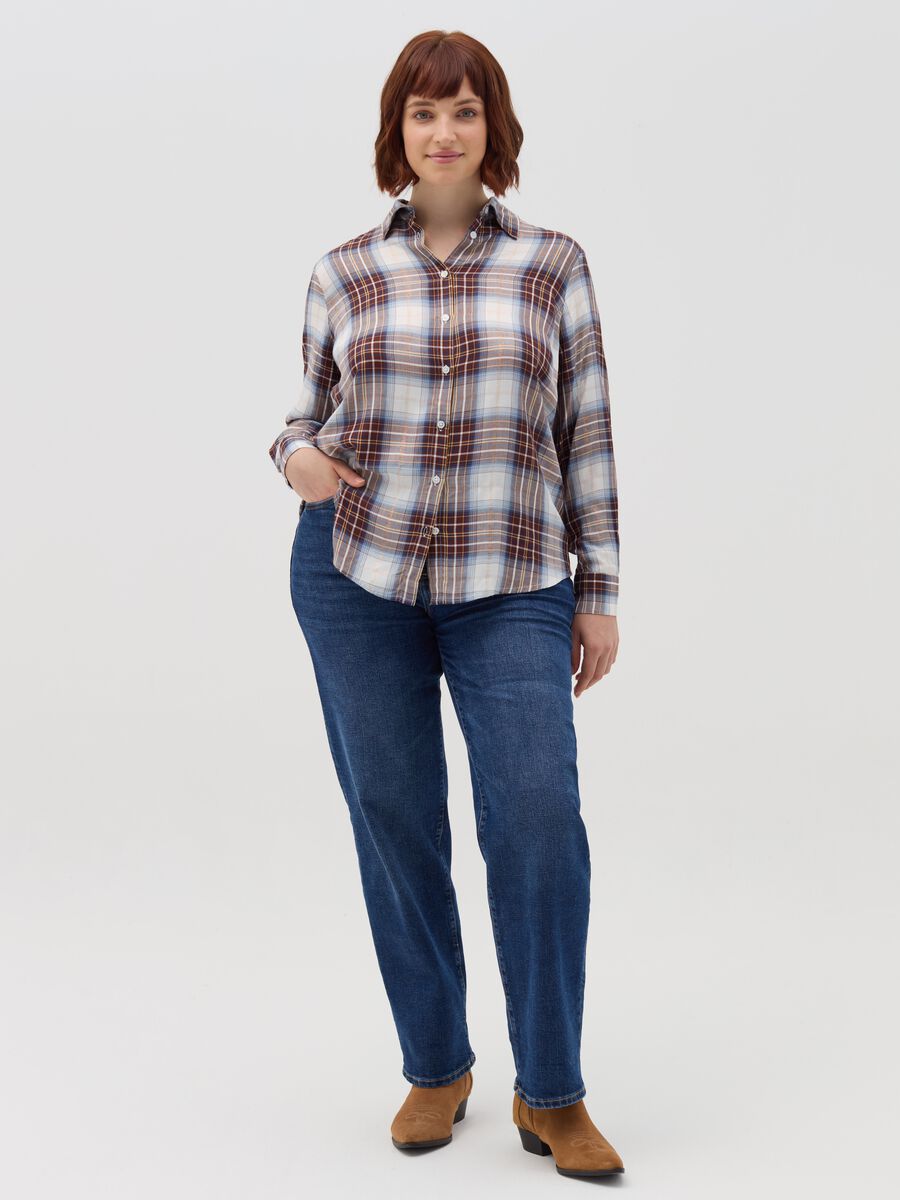 Curvy check flannel shirt with lurex_1