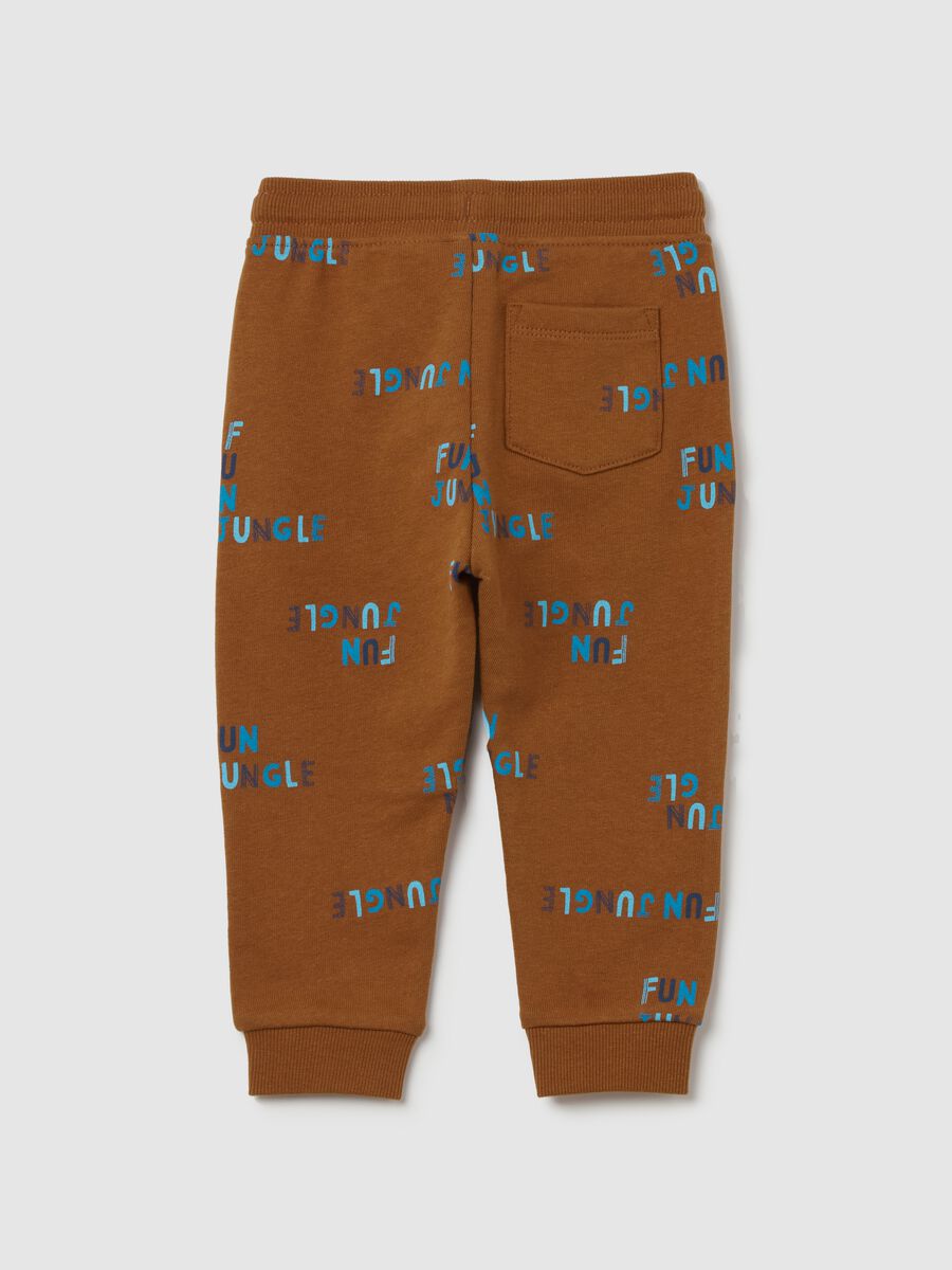 Fleece joggers with drawstring and "Fun Jungle” print_1