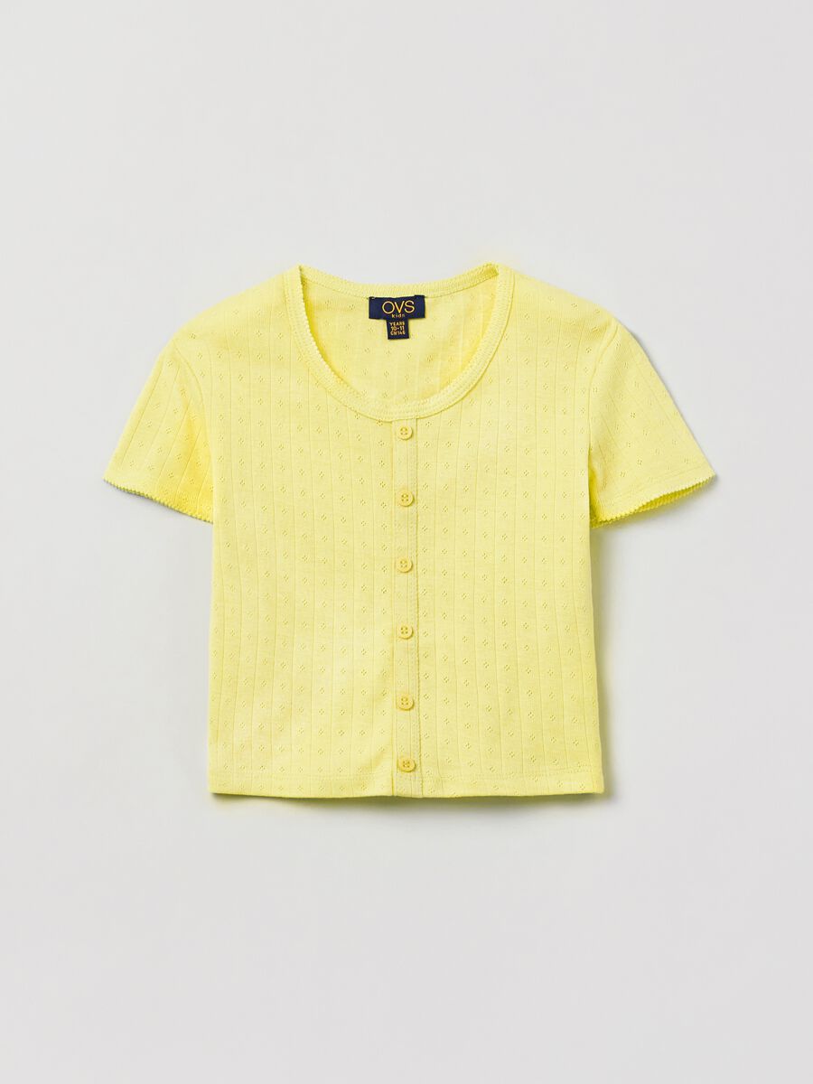 Pointelle-stitch T-shirt_0