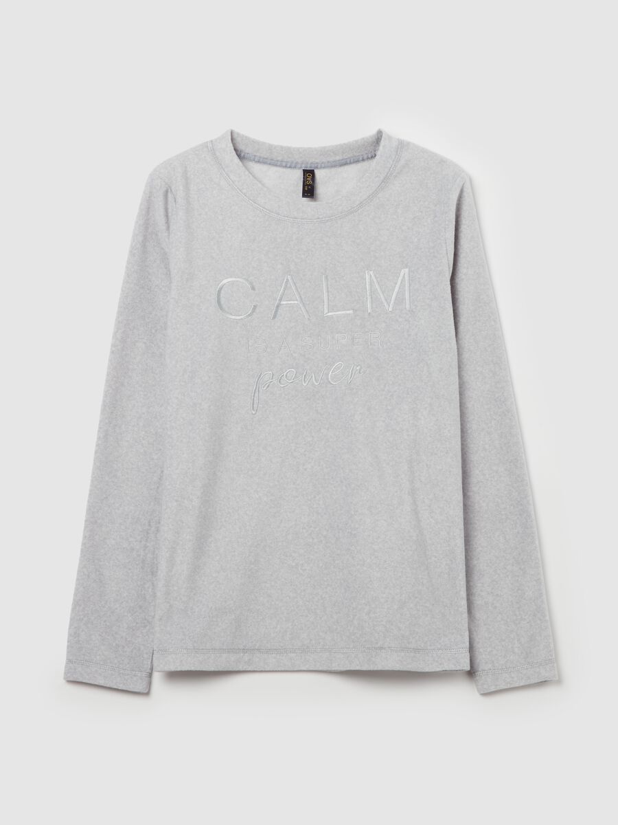 Fleece pyjama top with "Calm is a super power” embroidery_4