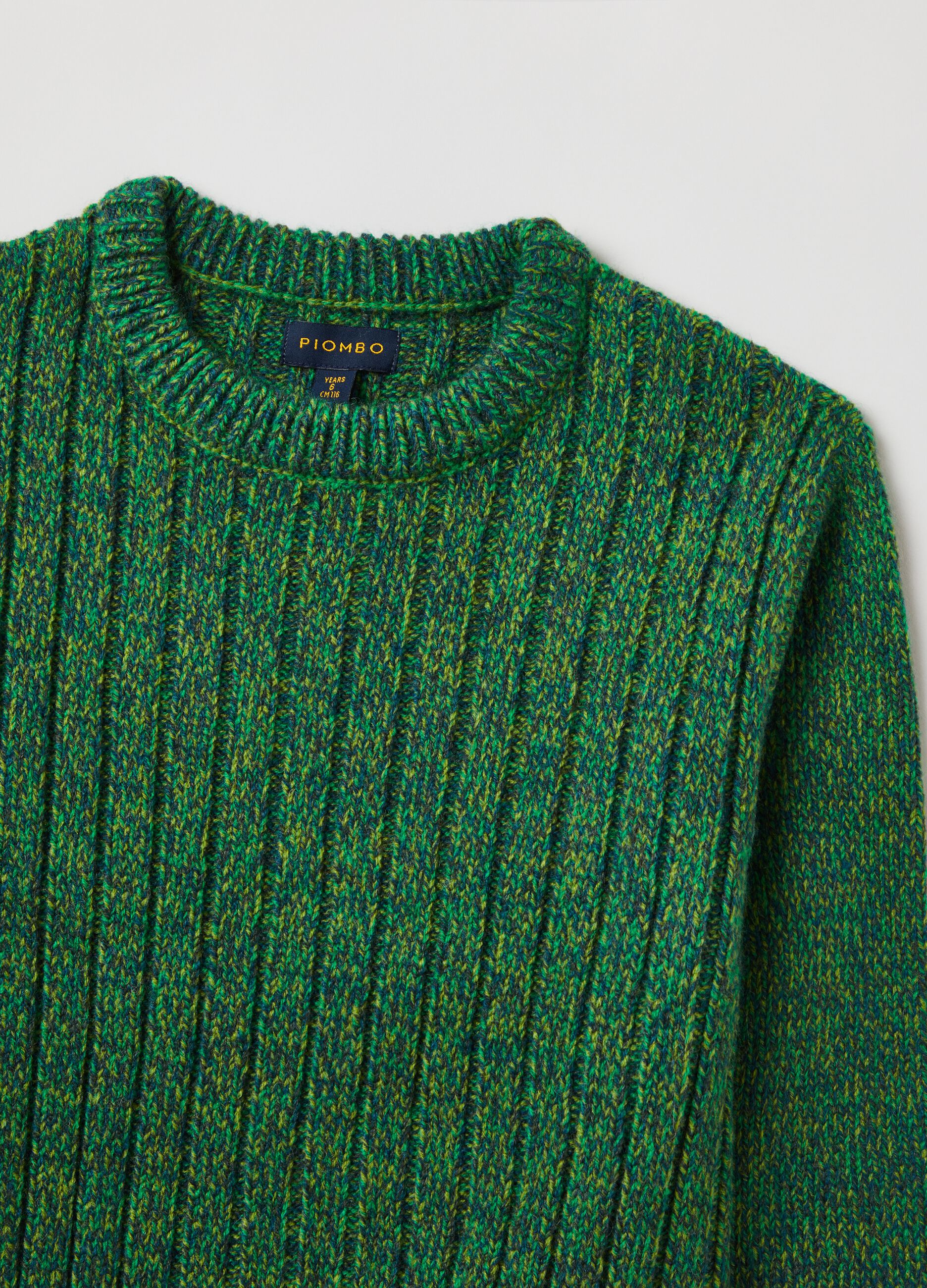 Ribbed mouliné-effect pullover