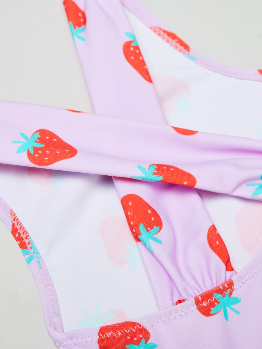 One-piece swimsuit with strawberries print_2