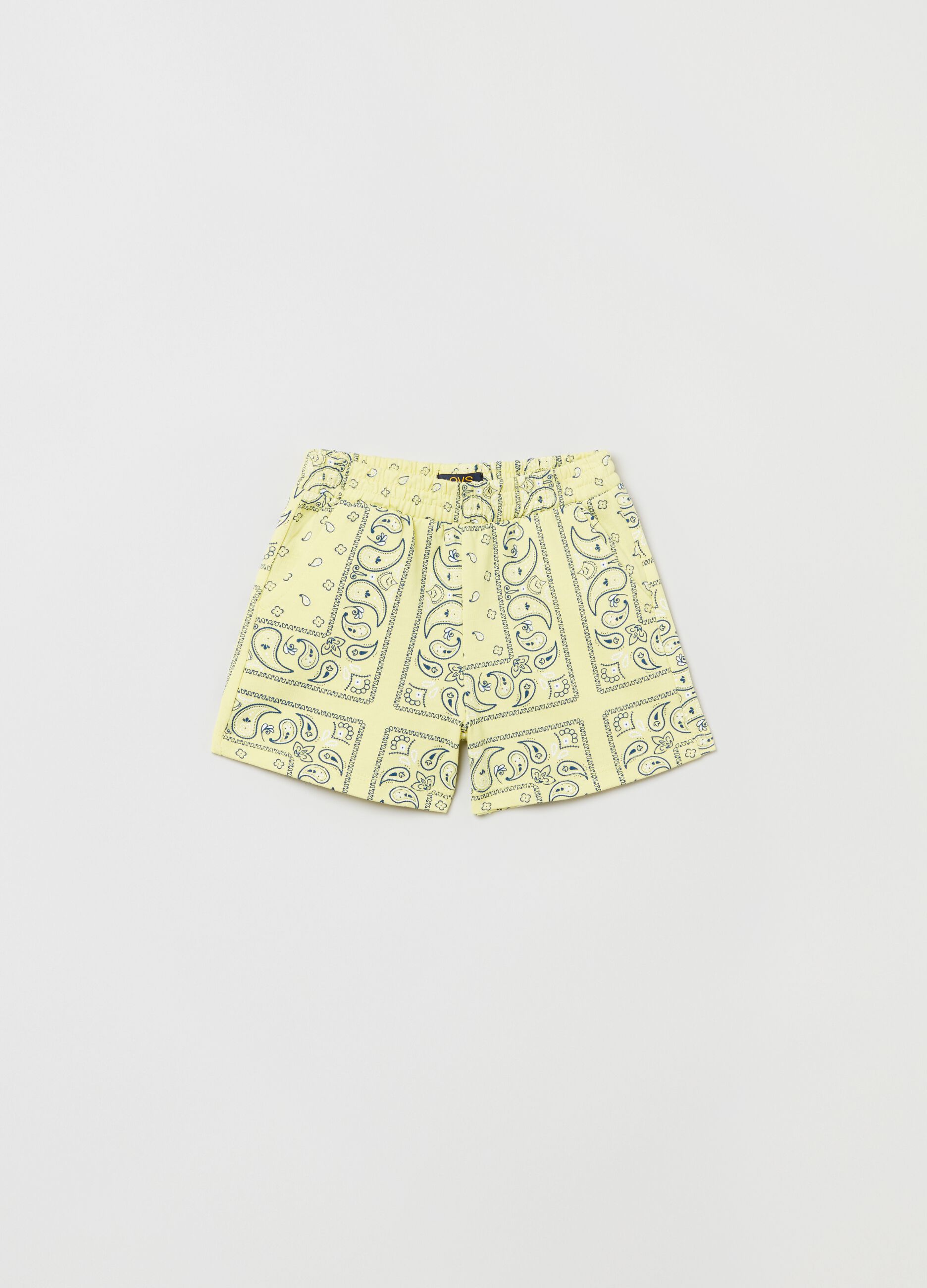 Cotton shorts with cashmere print