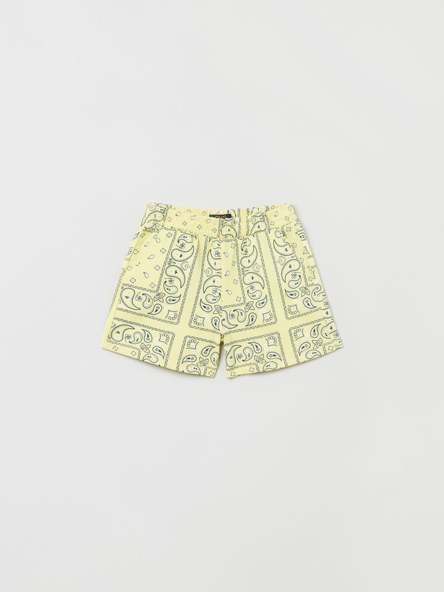 Cotton shorts with cashmere print_0