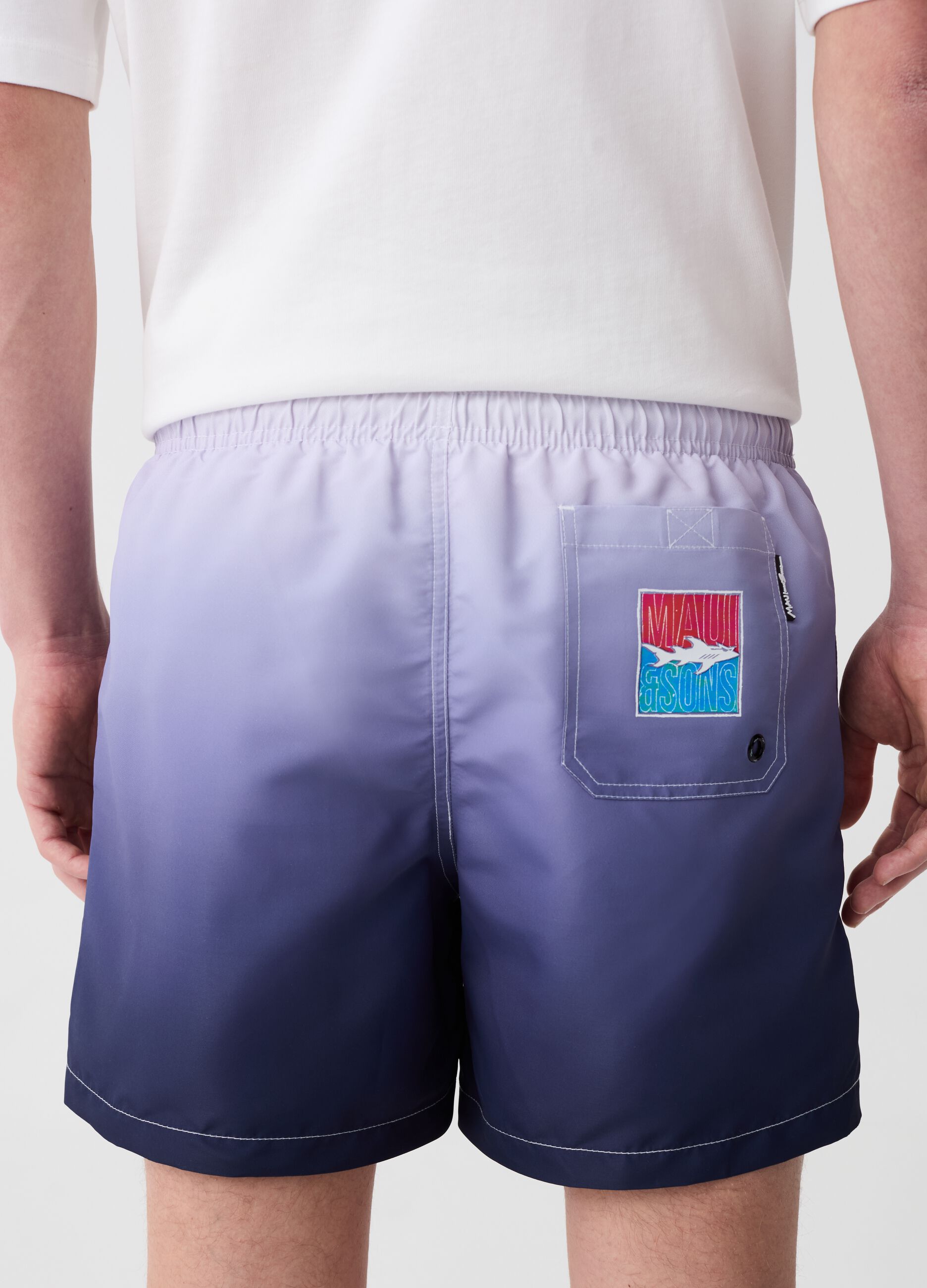 Degradé swimming trunks with logo patch