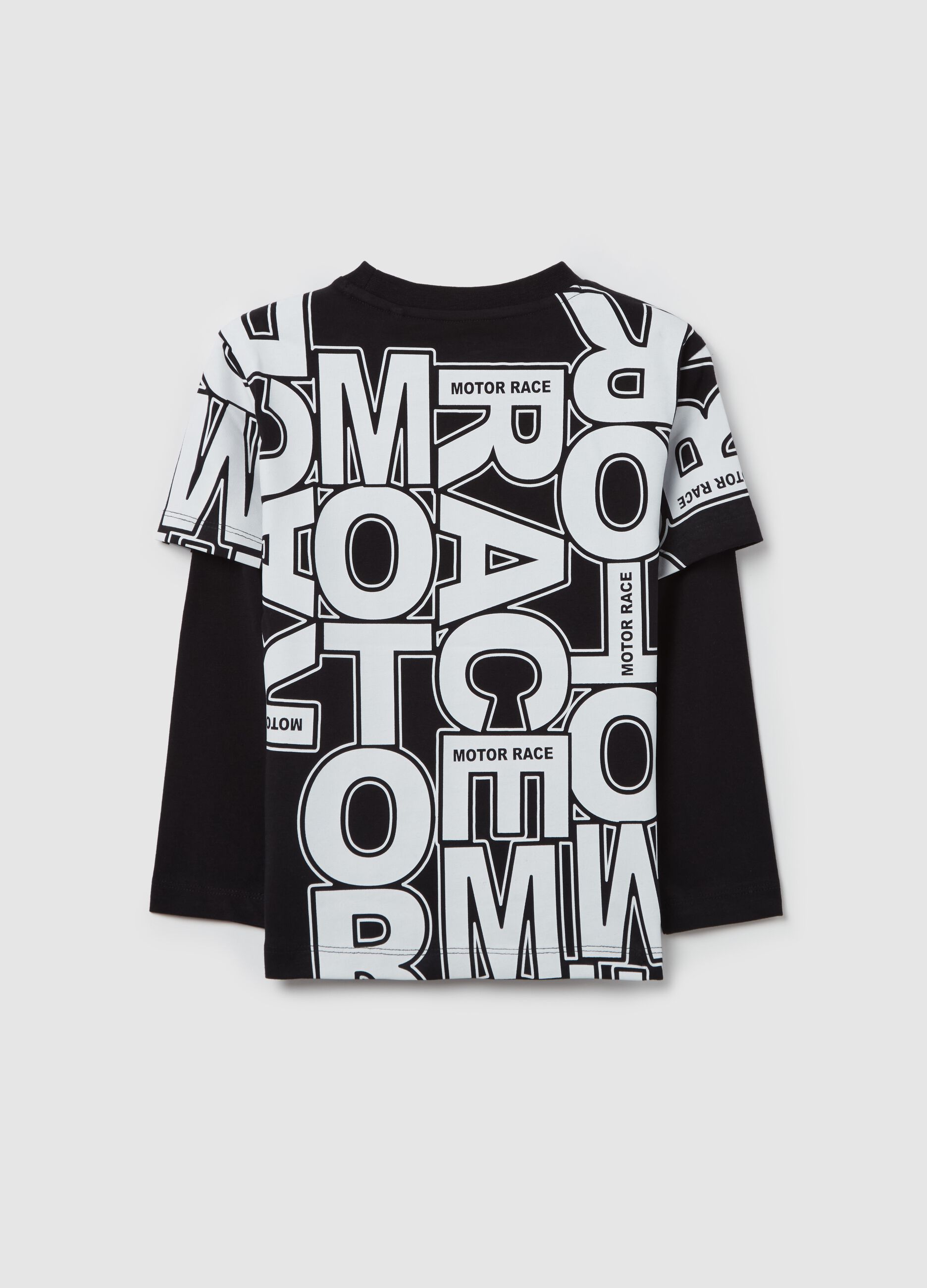 Long-sleeved T-shirt with "MOTO RACE" print