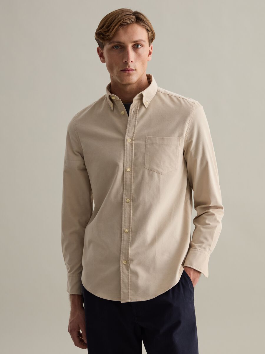 Corduroy shirt with button-down collar_1