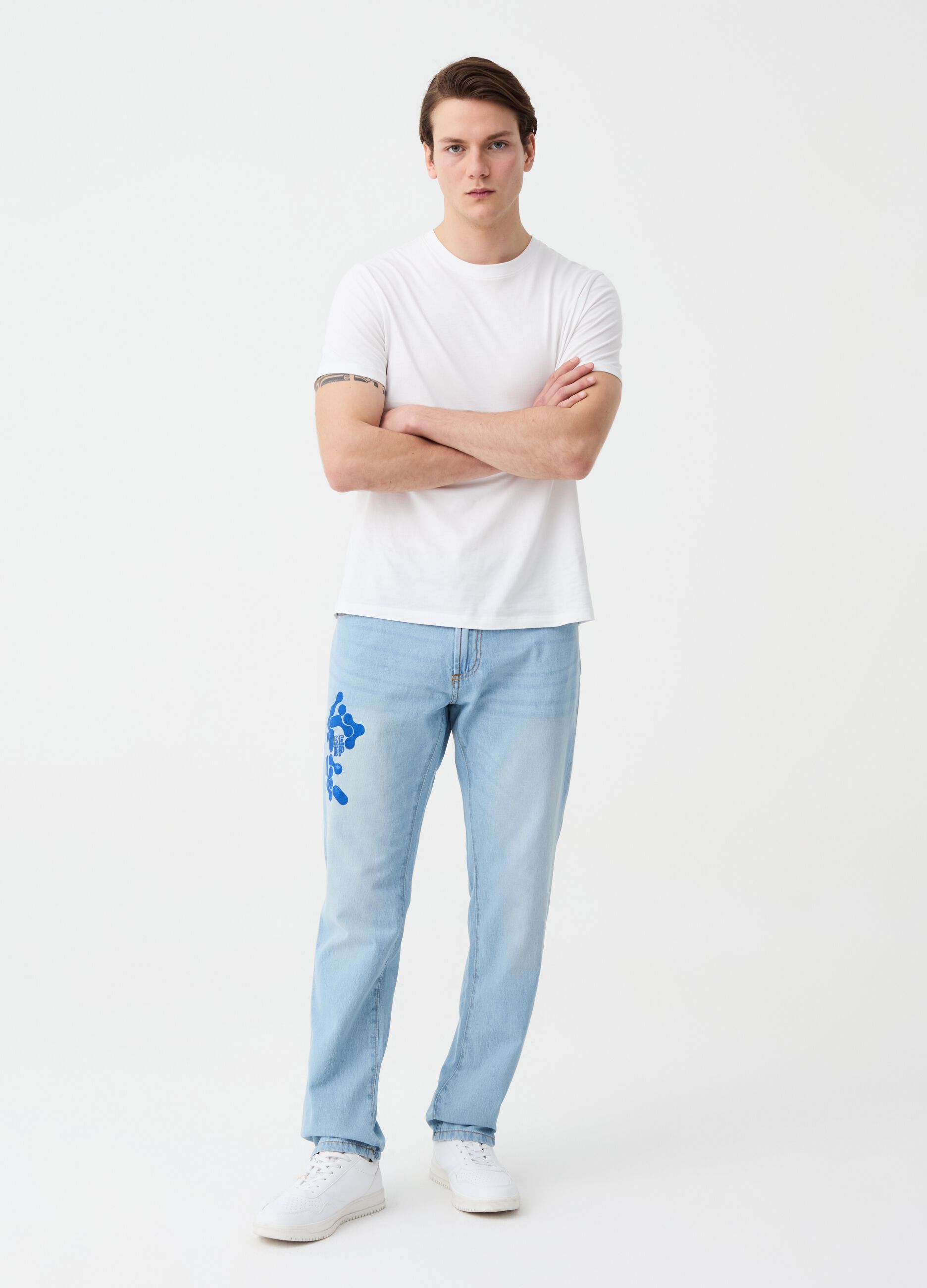 Regular-fit jeans with RE-UP print