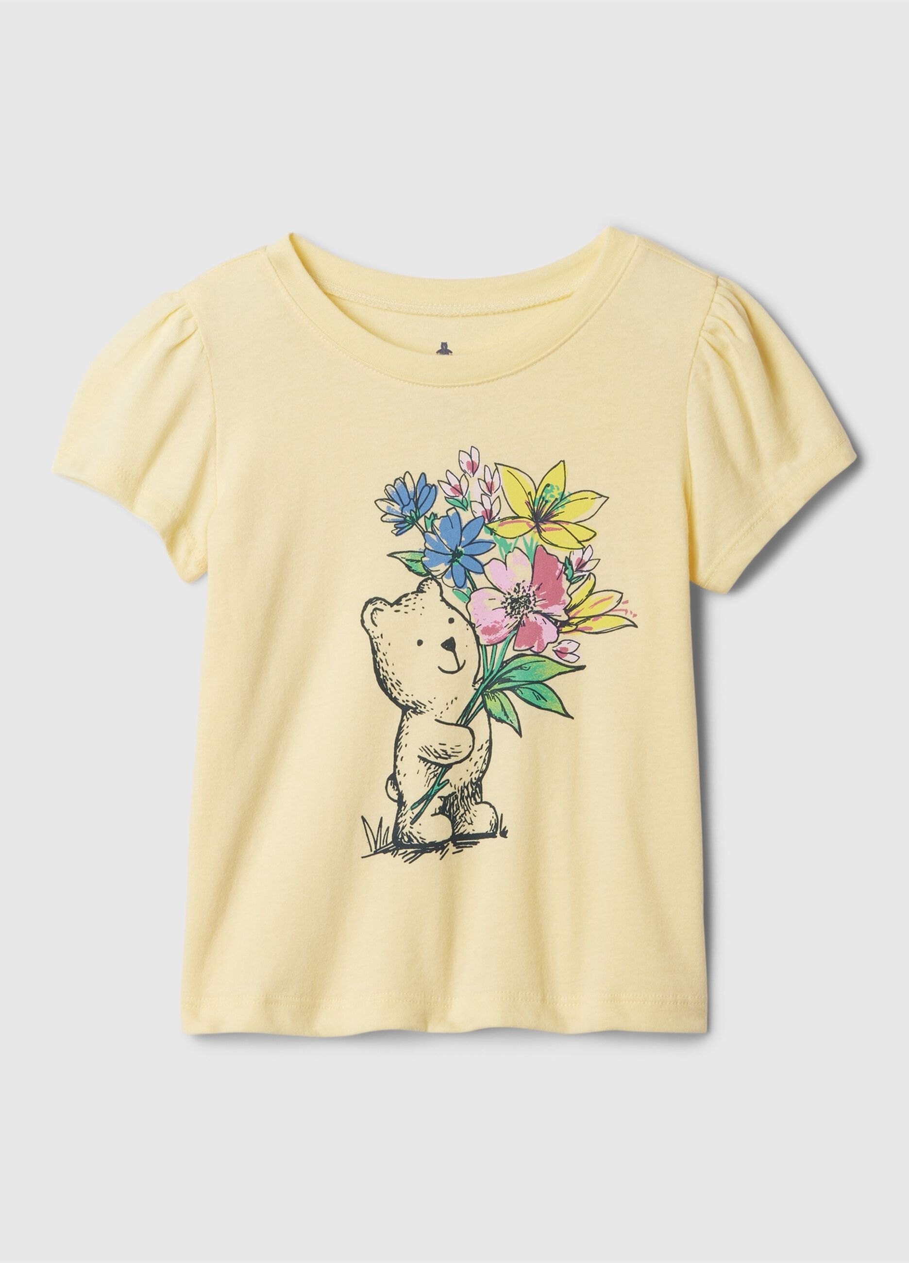T-shirt maniche a palloncino e stampa fiori